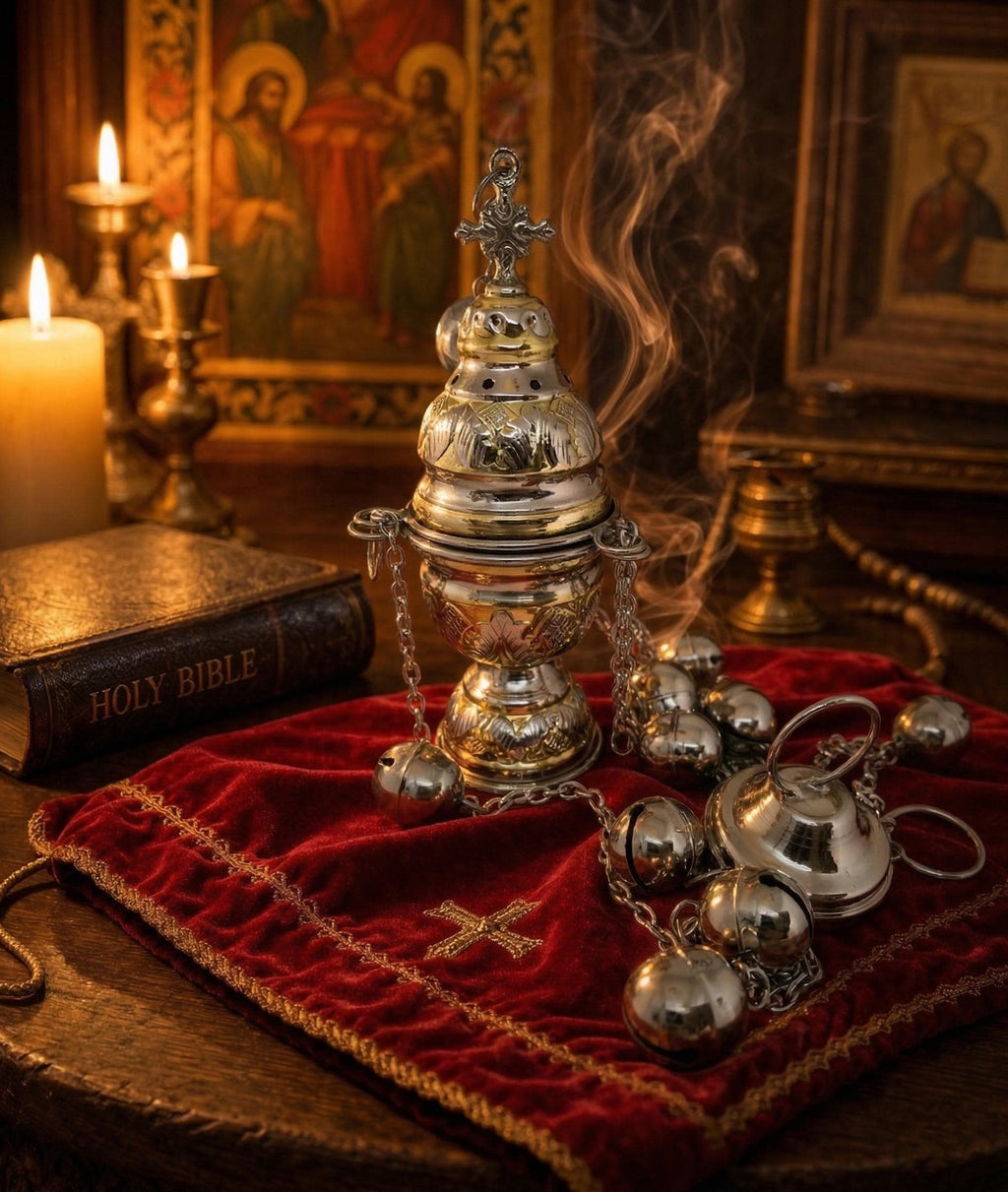 Orthodox Censer Incense Burner 7.3in Priest Thurible Church Decor