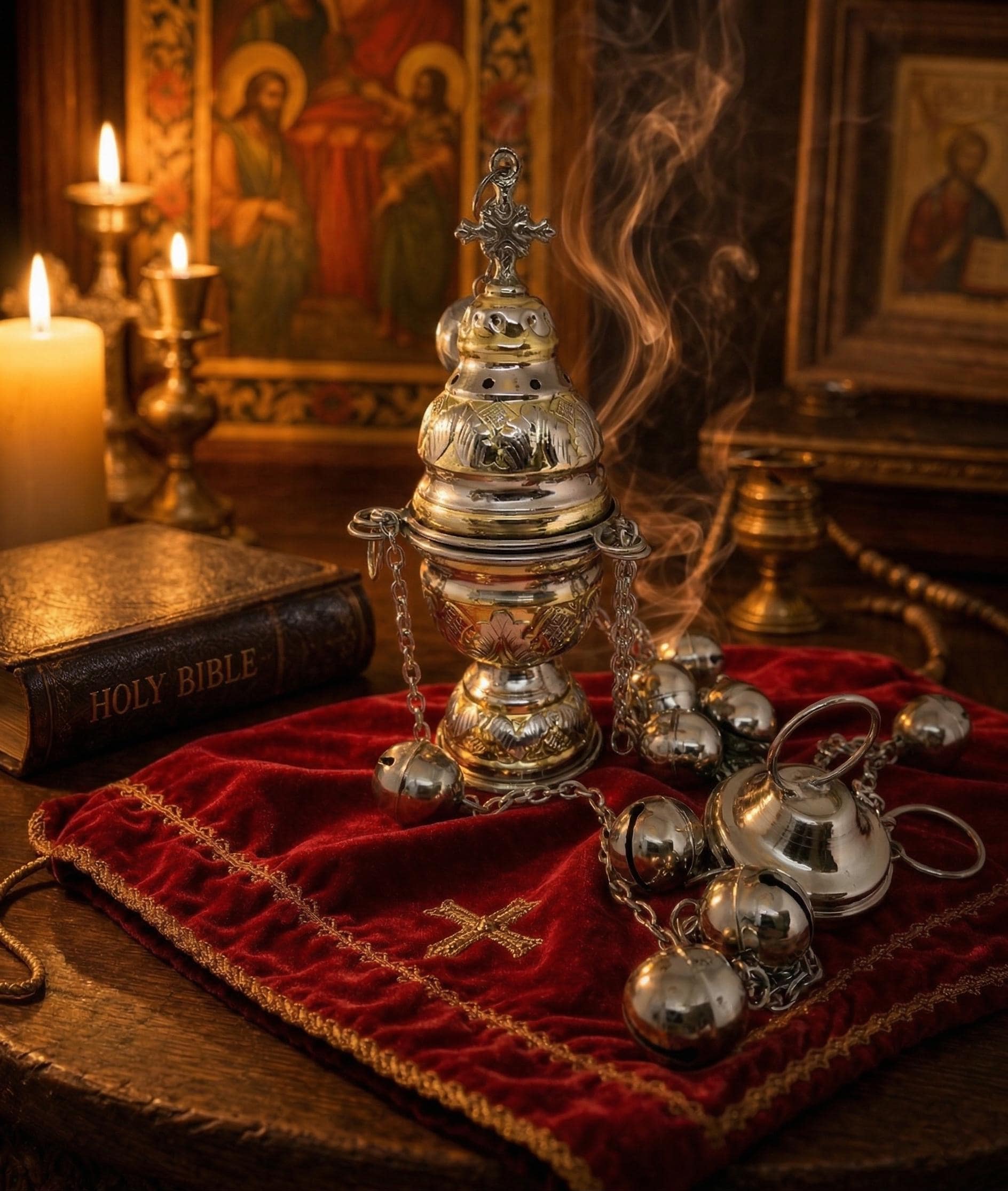 Orthodox Censer Incense Burner 7.3in Priest Thurible Church Decor
