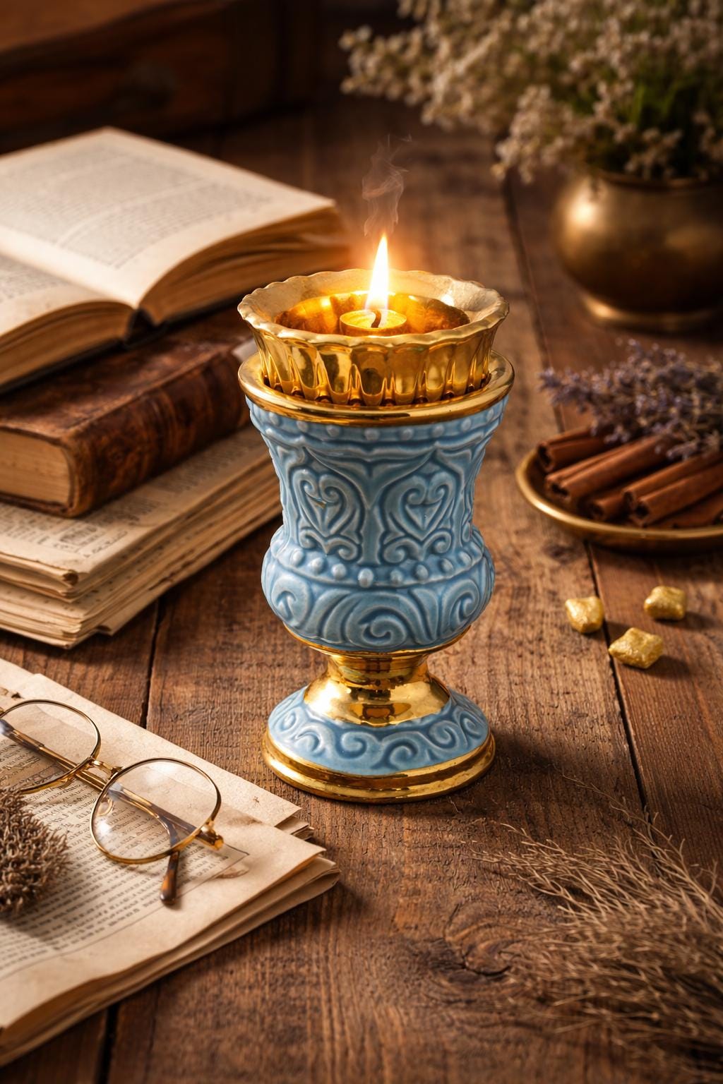 Orthodox Ceramic Oil Lamp 4.5x2.4 in, Prayer Lamp, Church Lampada