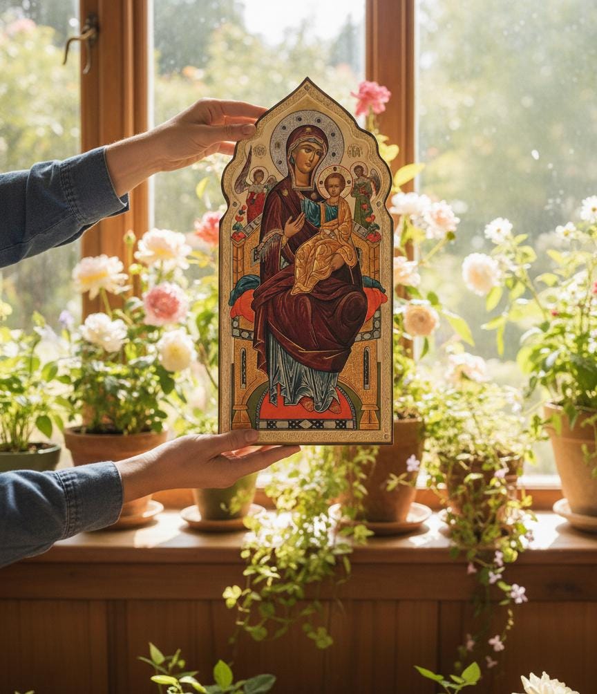 Icon Diptych 12.6 in, Orthodox Icons, Jesus Christ, Virgin Mary, Christian Gift, Religious Decor, Wedding Gift, Home Altar