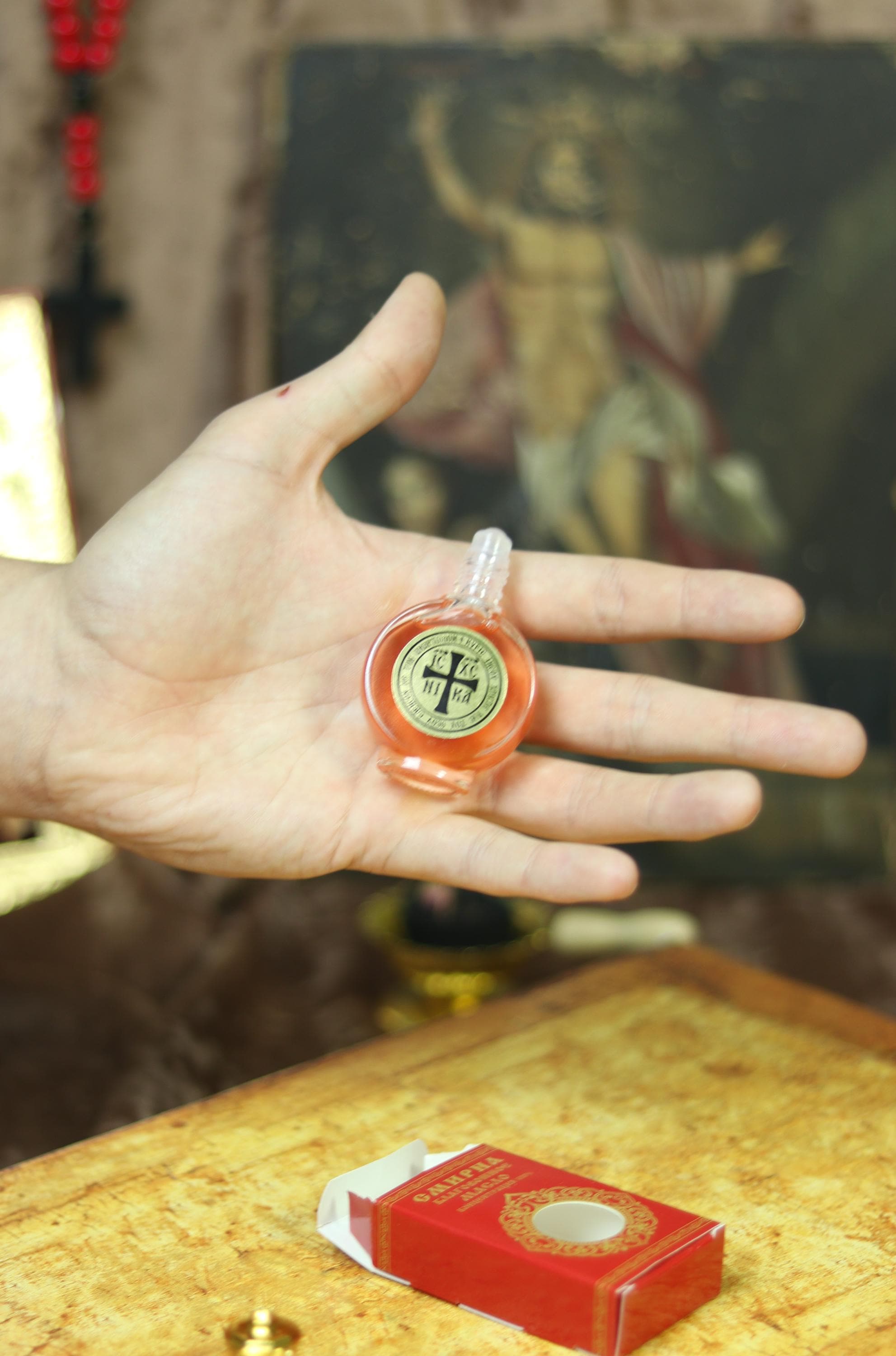Orthodox Anointing Oil Roller Bottle, Holy Oil from Jerusalem, Prayer Oil with Cross, Christian Religious Gift, Healing Fragrance, Myrrh oil