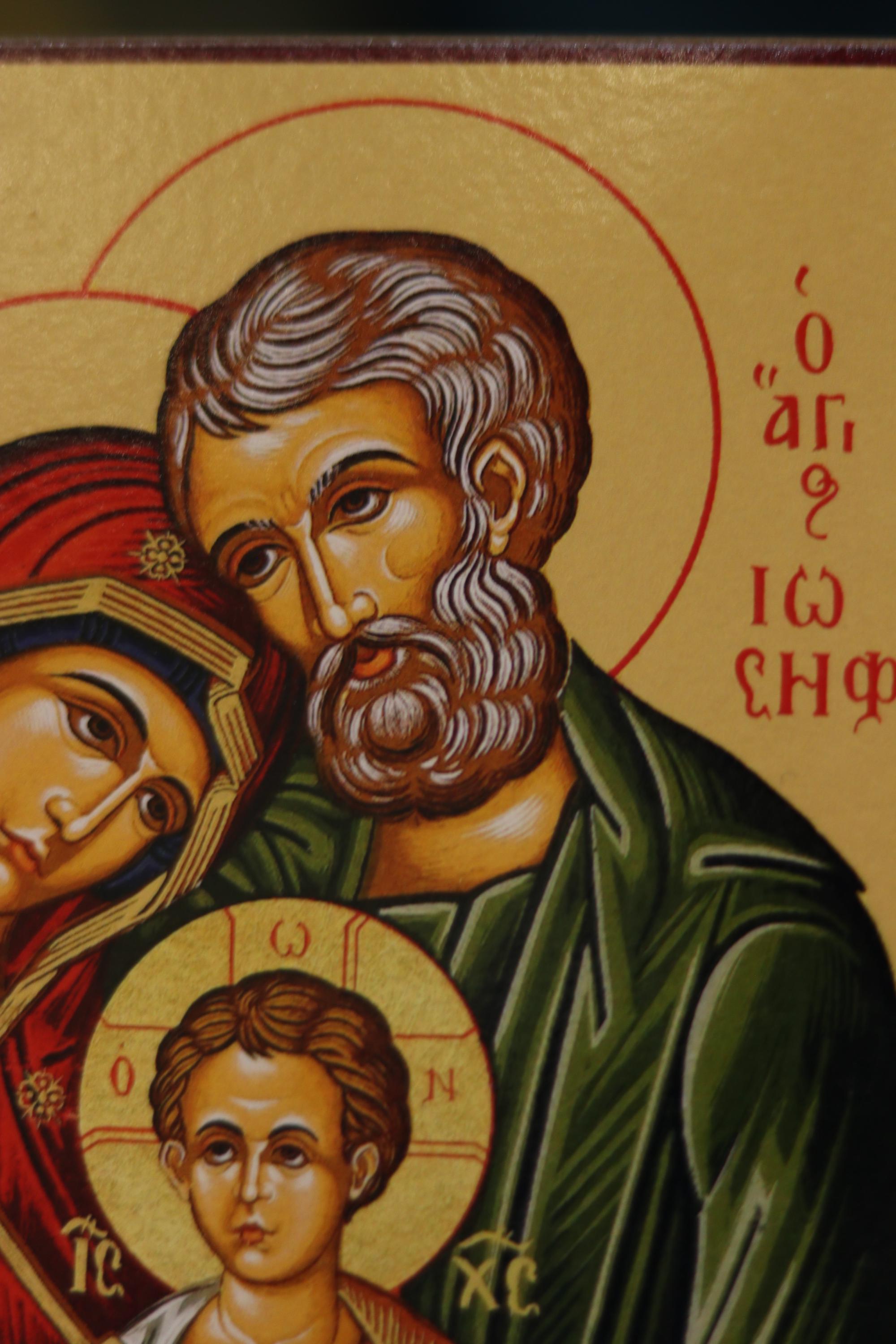 Holy Family Orthodox Icon , Christian Wall Prayer Icon Decor, Wooden Christian
