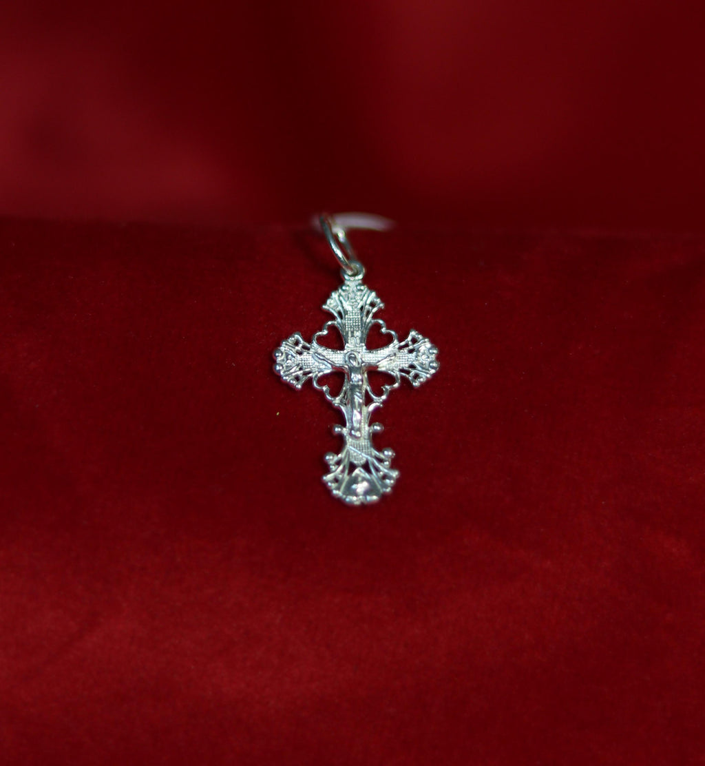 Sterling Silver Orthodox Cross Pendant 2.5 cm, 1.28g Detailed Eastern Crucifix, Christian Gift, Orthodox necklace, Orthodox pendant
