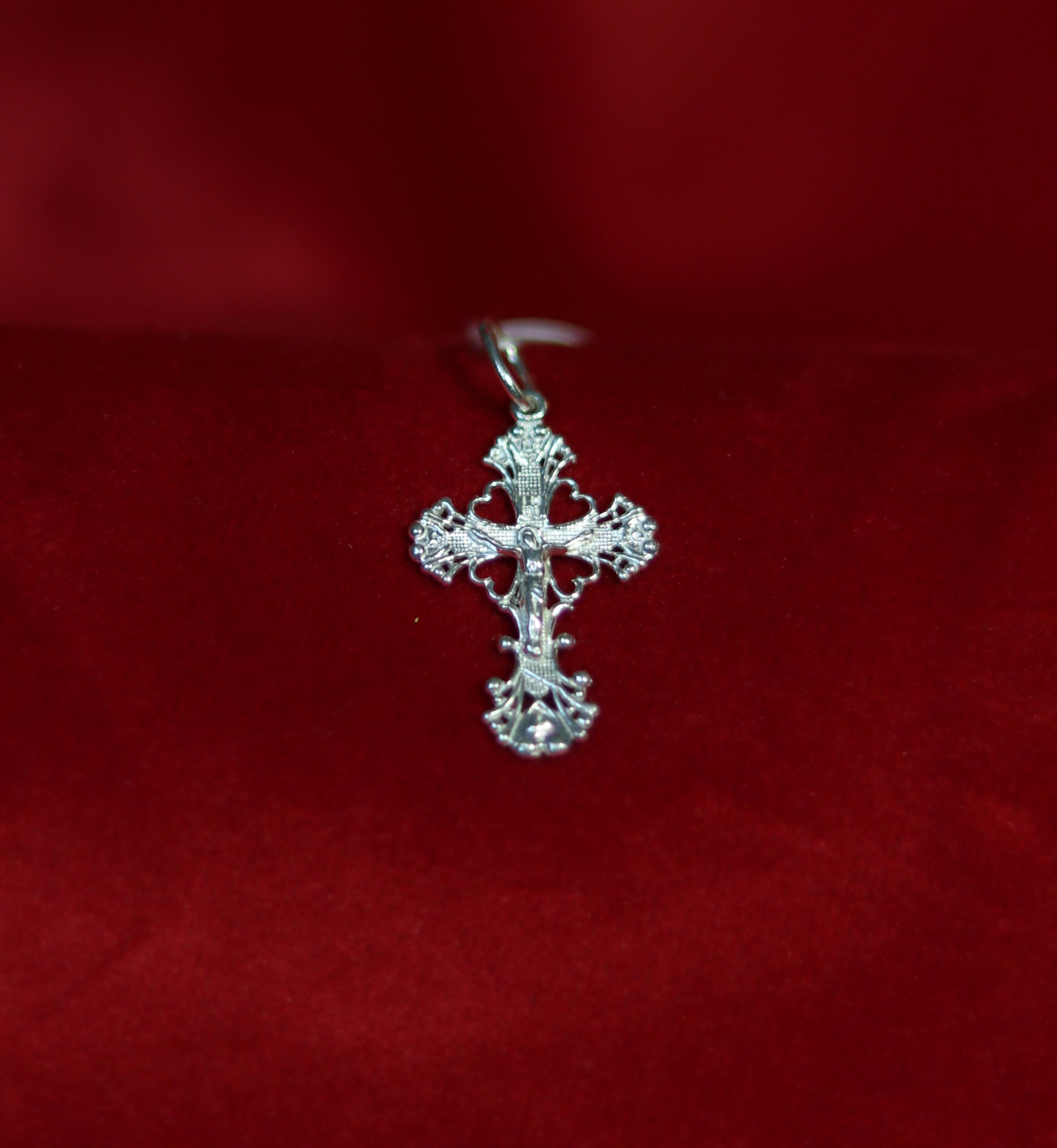 Sterling Silver Orthodox Cross Pendant 2.5 cm, 1.28g Detailed Eastern Crucifix, Christian Gift, Orthodox necklace, Orthodox pendant