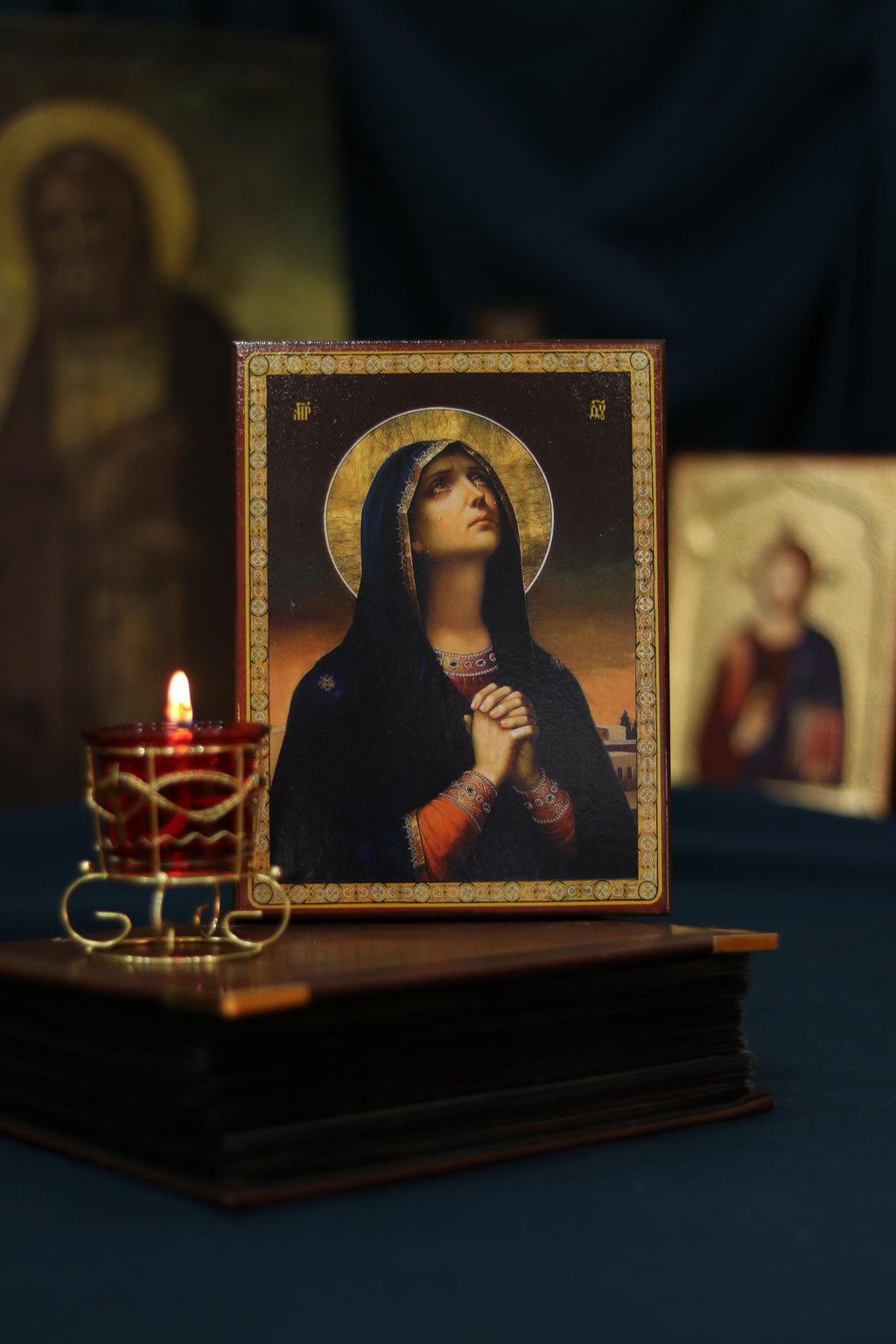 Sorrowful Mother of God Icon Wooden Orthodox 6.3x4.7in Home Art