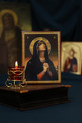 Sorrowful Mother of God Icon Wooden Orthodox 6.3x4.7in Home Art