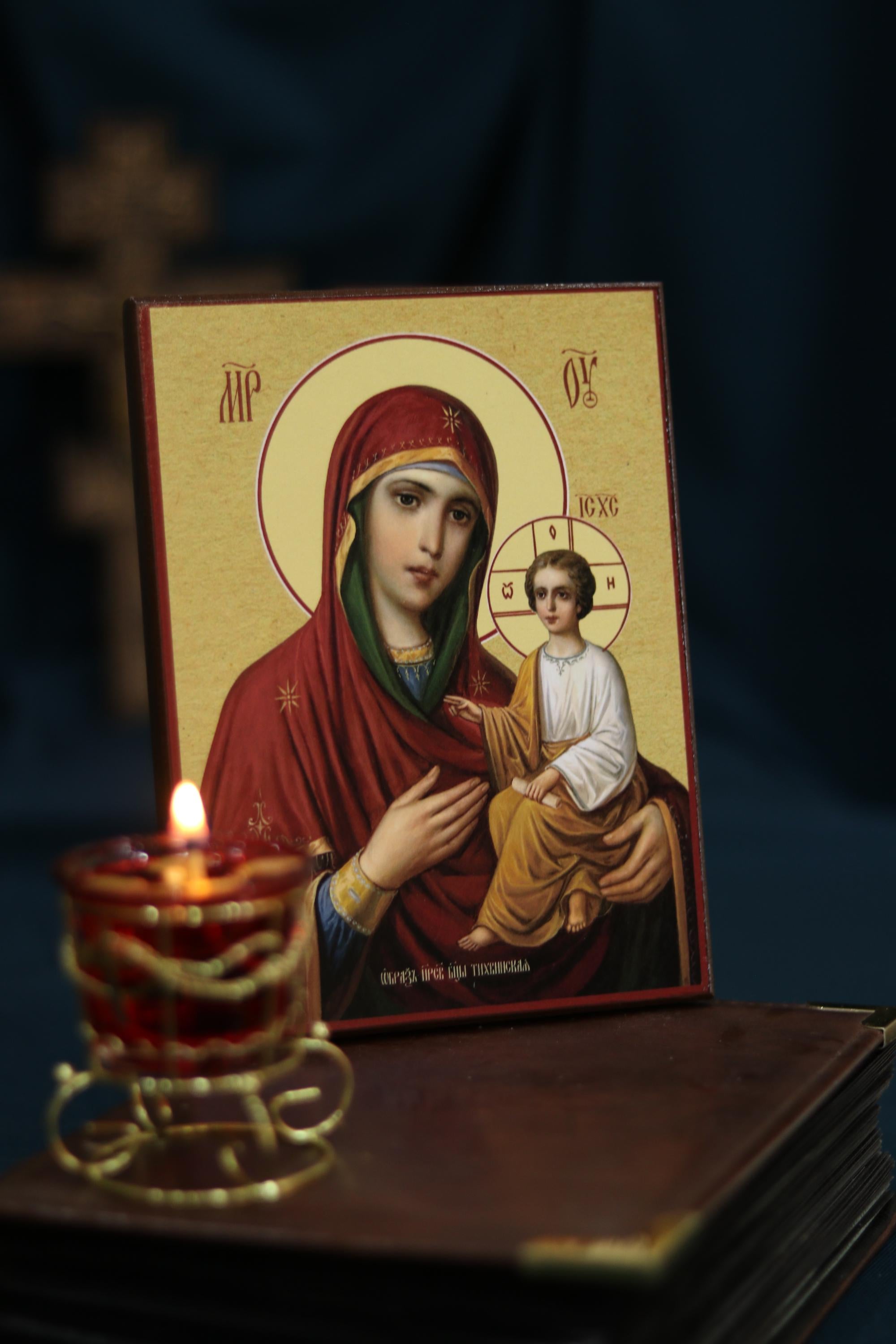 Tikhvin Mother of God Icon Orthodox Wooden Icon Christian Wall Art