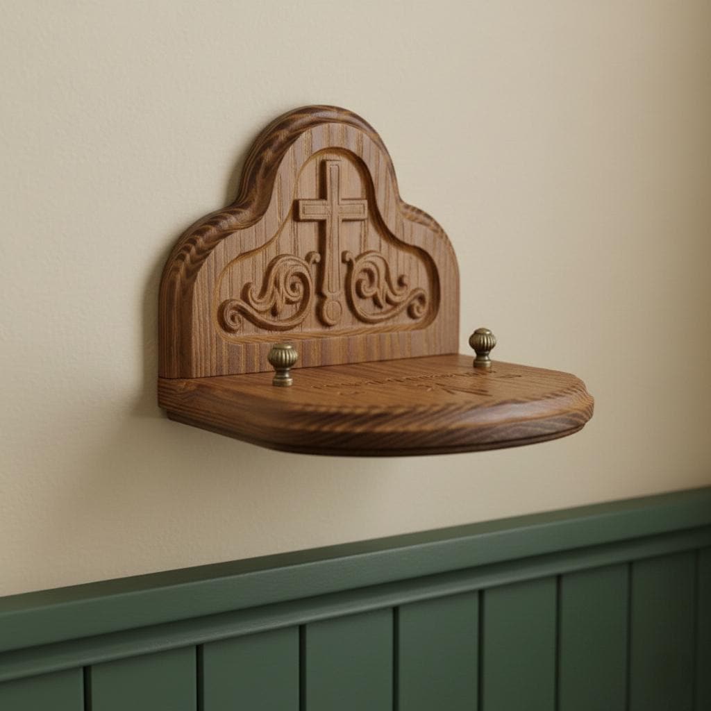 Wooden Icon Stand Ash Wood 6.7x5.9in, Orthodox Icon Holder, Hand Carved Icon Stand