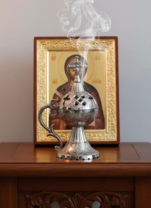 Orthodox Incense Set with Burner | 3 Types of Natural Frankincense (50g) + 6 Charcoal Tablets | Religious Gift