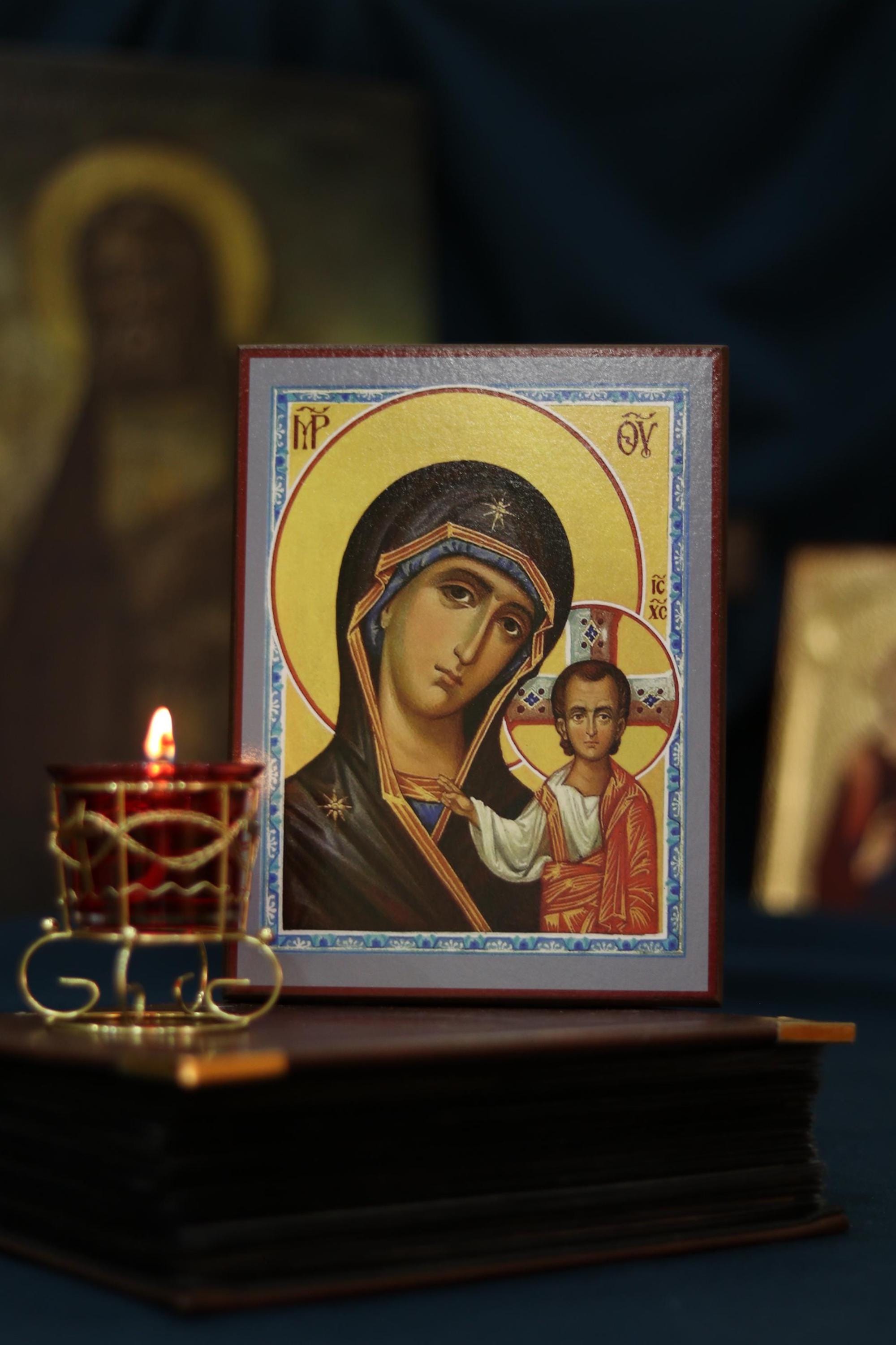 Kazan Mother of God Icon Wooden Orthodox 7.9x5.9in