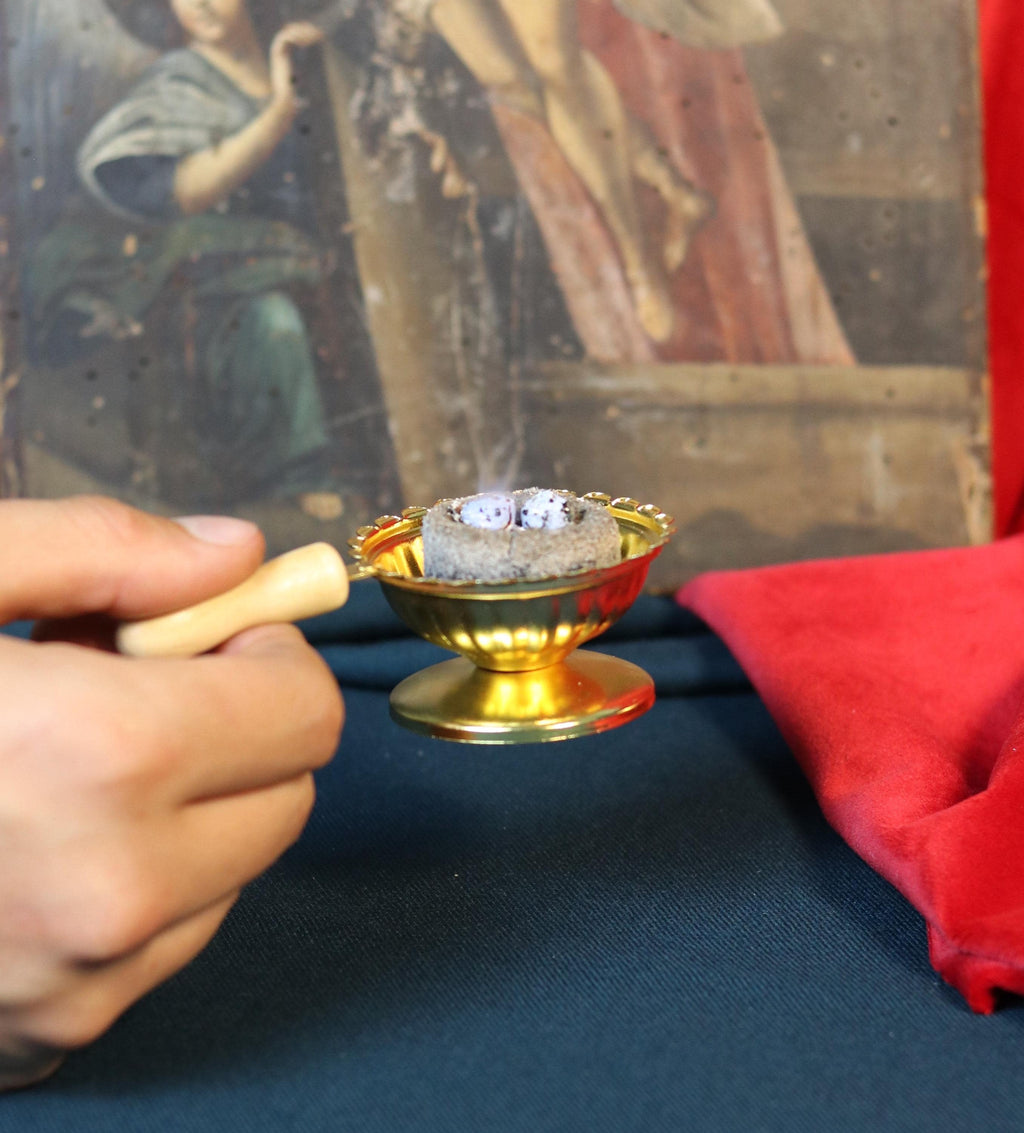 Orthodox Prayer Set – Metal Censer, 60g Monastery Incense, Charcoal Tablets, Incense holder, Incense burner, Incense sticks, Orthodox prayer