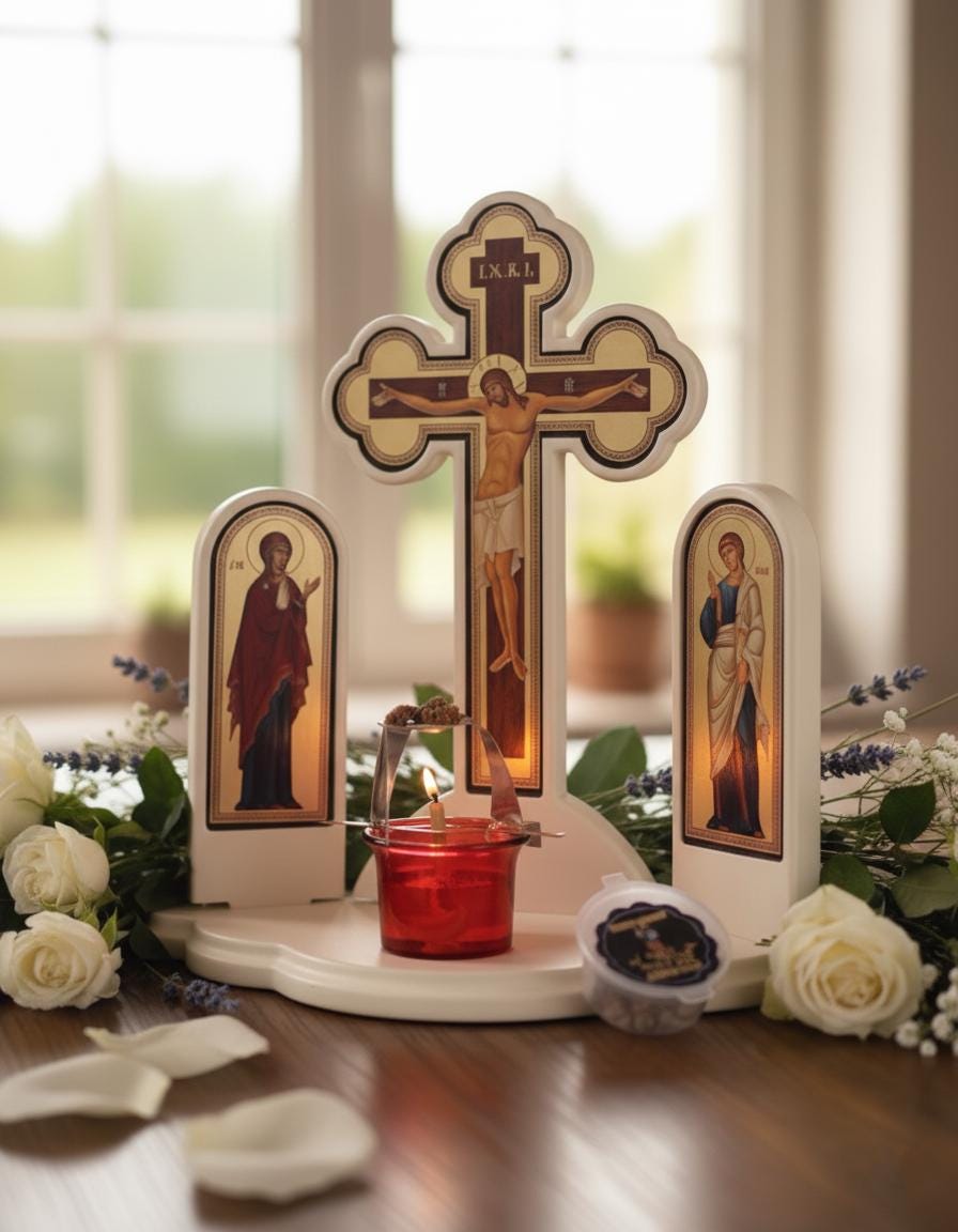 Jesus Christ of Sinai with Virgin Mary, St John and Archangels , handmade wooden carved iconostasis, Byzantine icon, Christian gifts