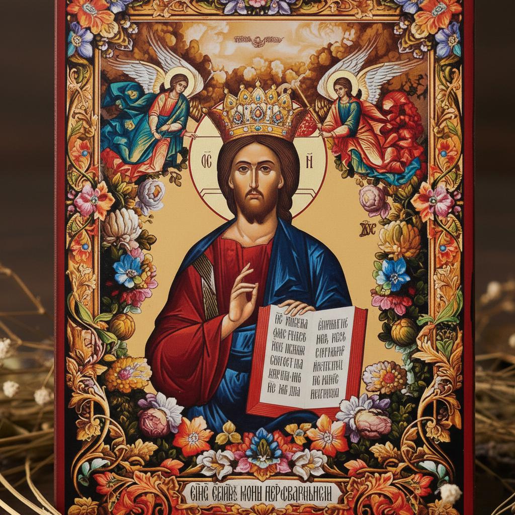 Wood Wedding Icons 7.8x6.1 in, Orthodox Icons, Ever Blooming Flower Icon, Jesus Christ Icon.