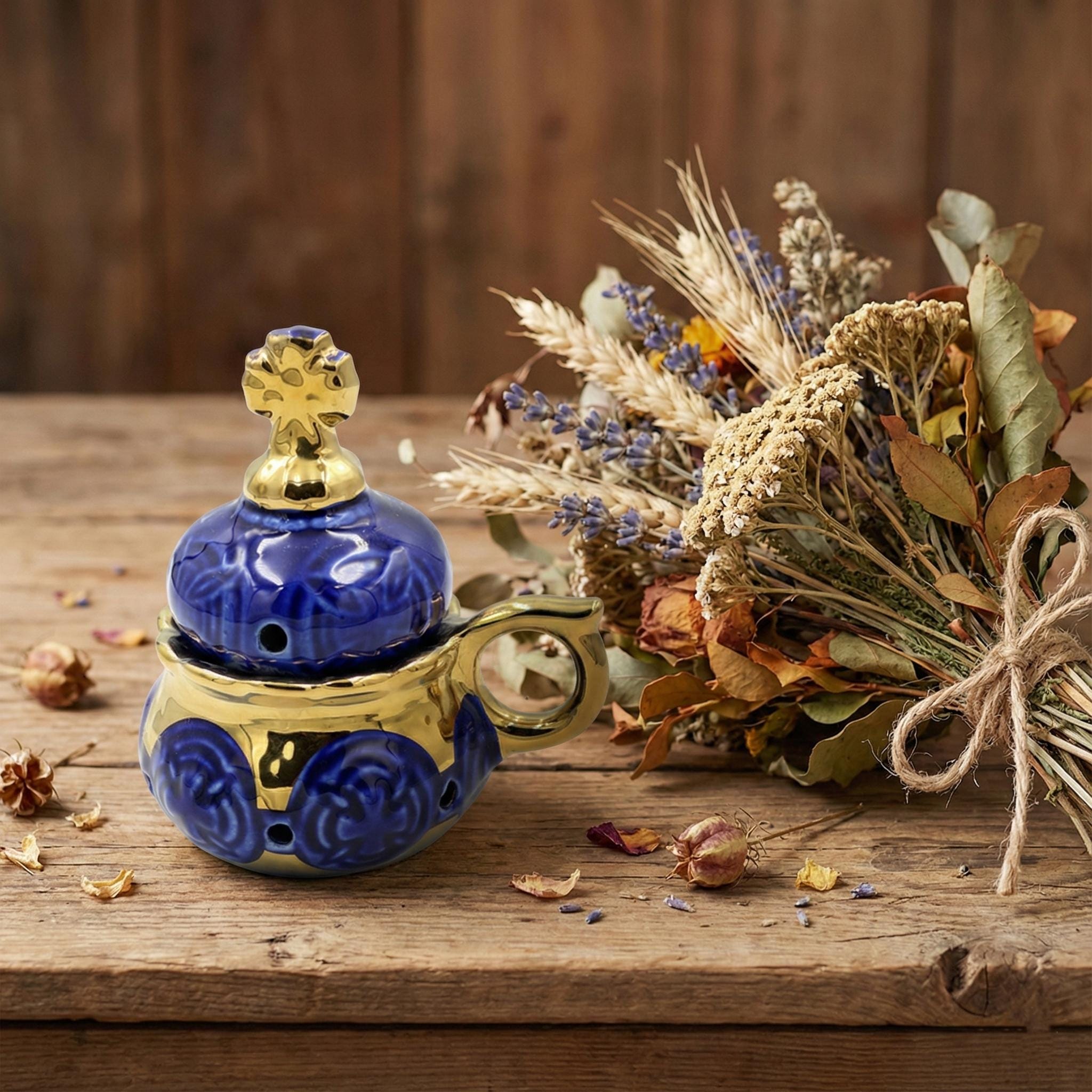 Ceramic Incense Burner, Orthodox Censer, Church Incense Holder, Ceramic Thurible, Religious Decor, Prayer Censer