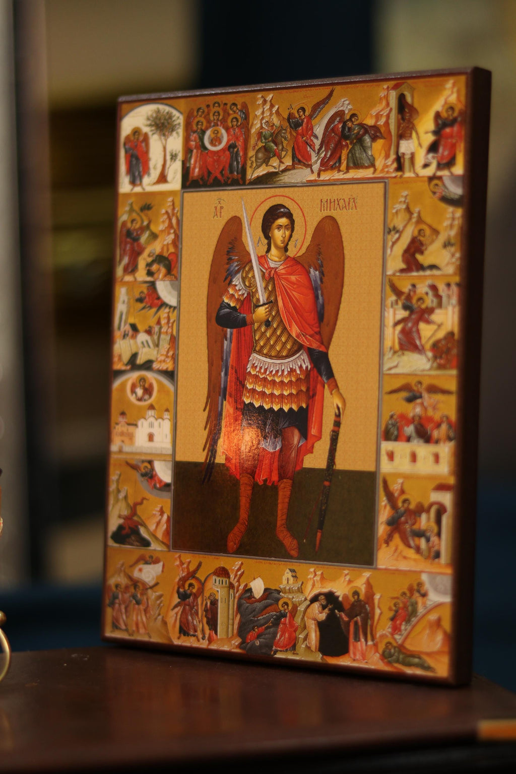 Archangel Michael Scene Icon Wooden Orthodox Icon 6.3x4.7in