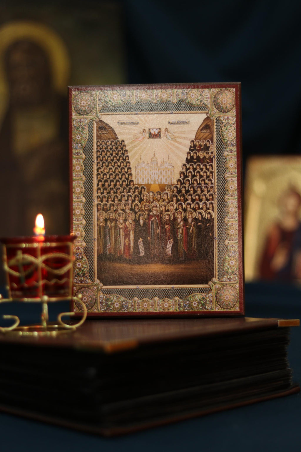 Caves Fathers Icon Pechersk Saints Wooden Icon Orthodox