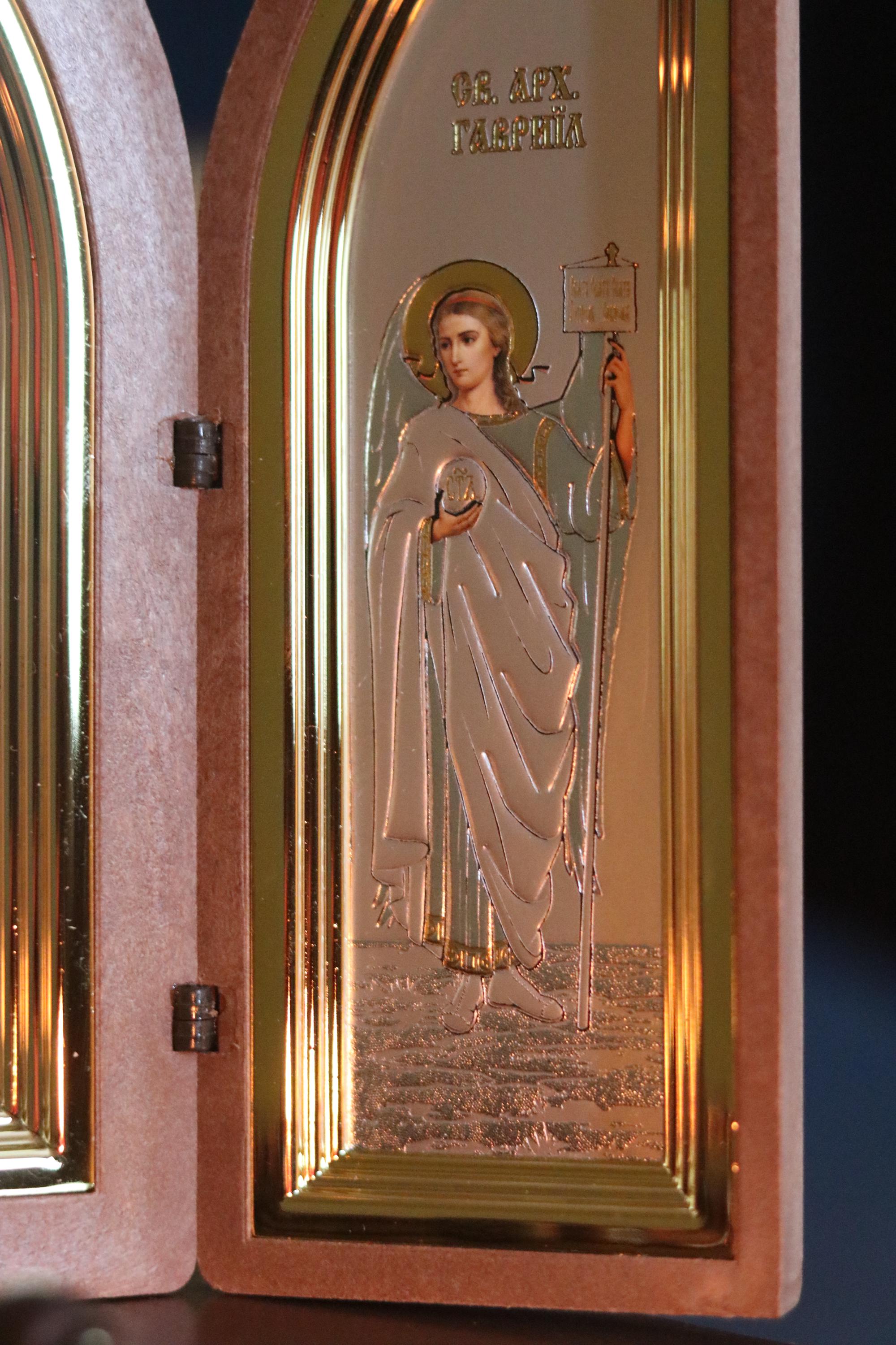 Orthodox Triptych Icon 6.7in, Virgin Mary With Child, Large Folding Icon
