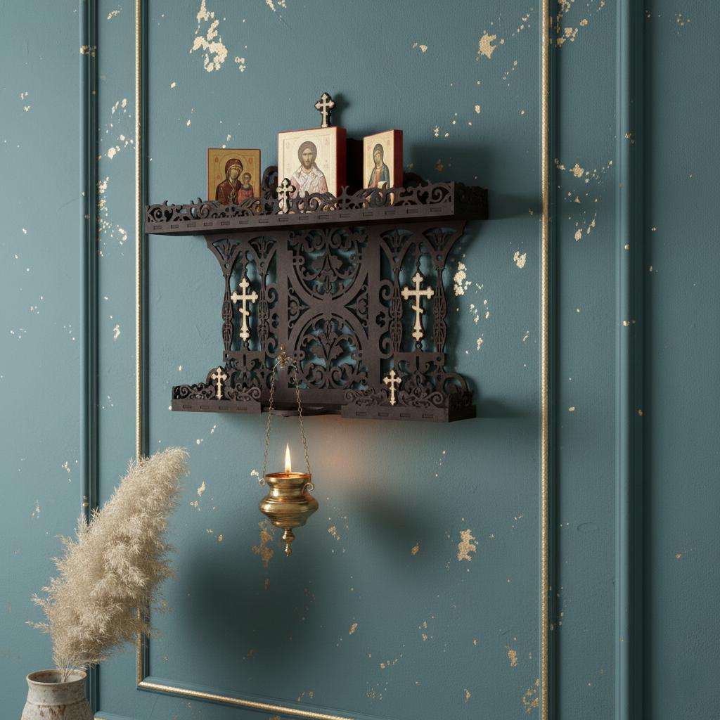 Birch Wood Home Iconostasis 25.6x22.8 in, Orthodox Prayer Corner, Wooden Icon Shelf, Religious Wall Decor, Christian Gift