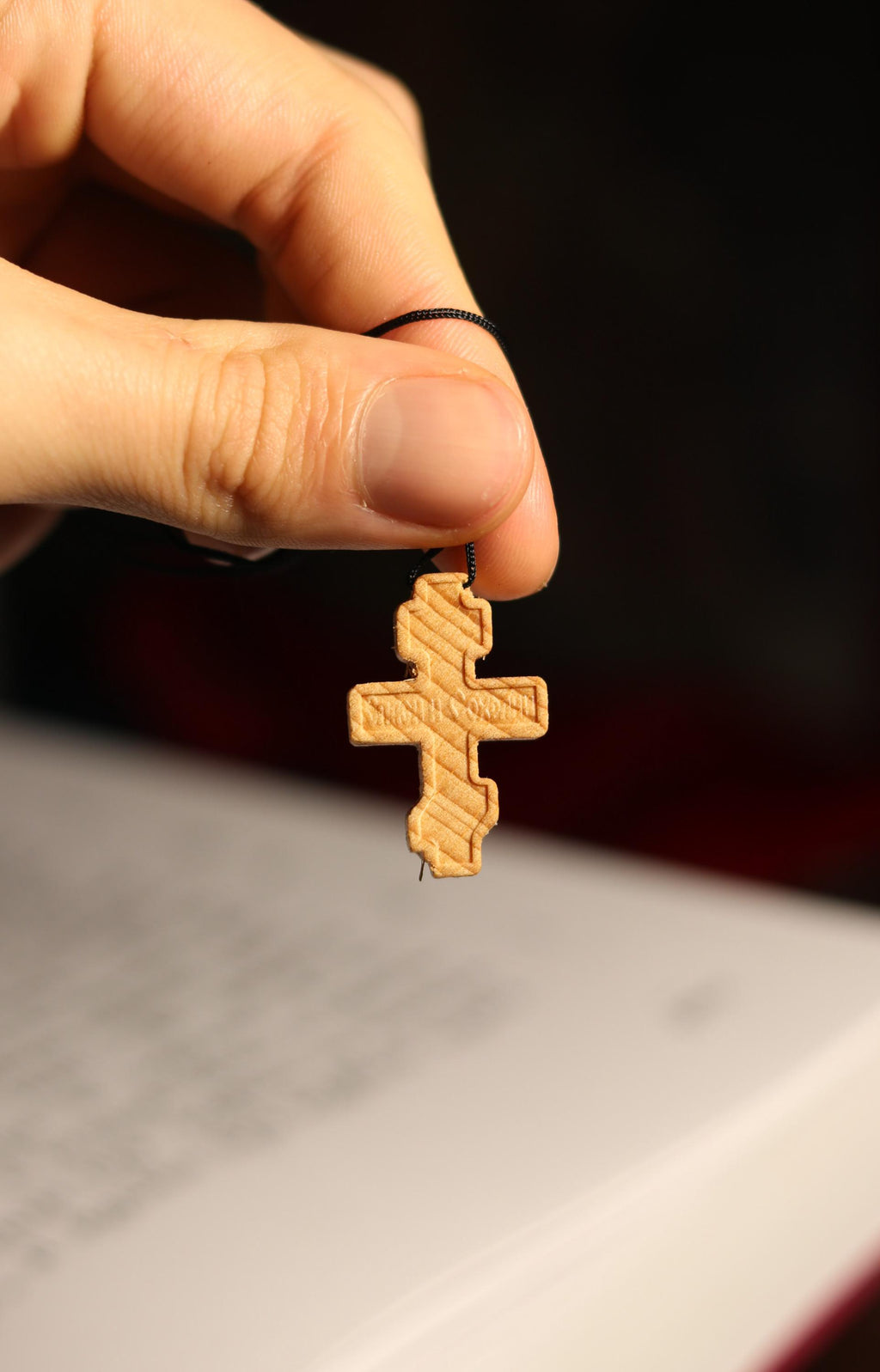 Orthodox Wooden Cross Pendant – Compressed Wood, Jesus Crucifix, Blessed in Church, Orthodox cross, Orthodox icon