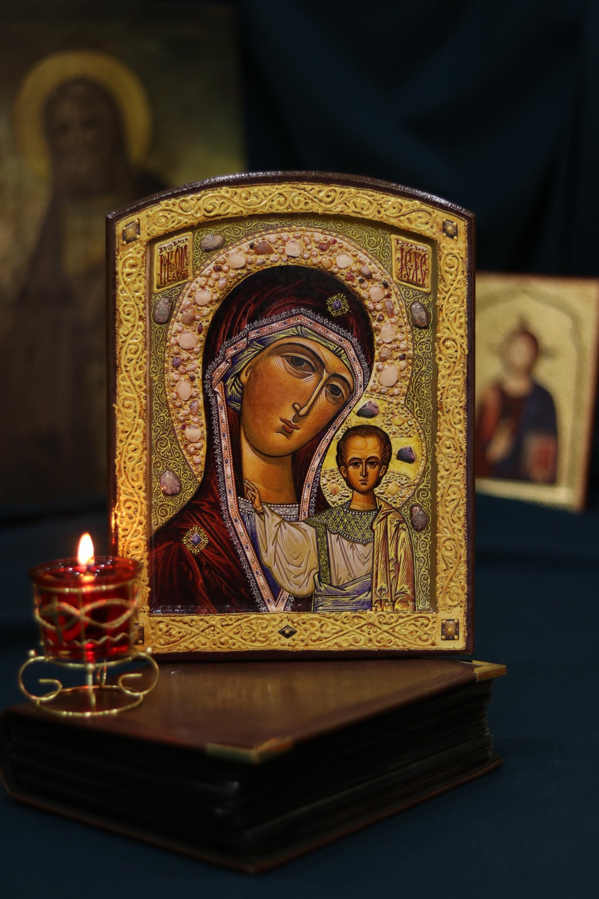 Virgin Mary Kazan Icon 7.9x5.9 in Orthodox Christian Wall Plaque