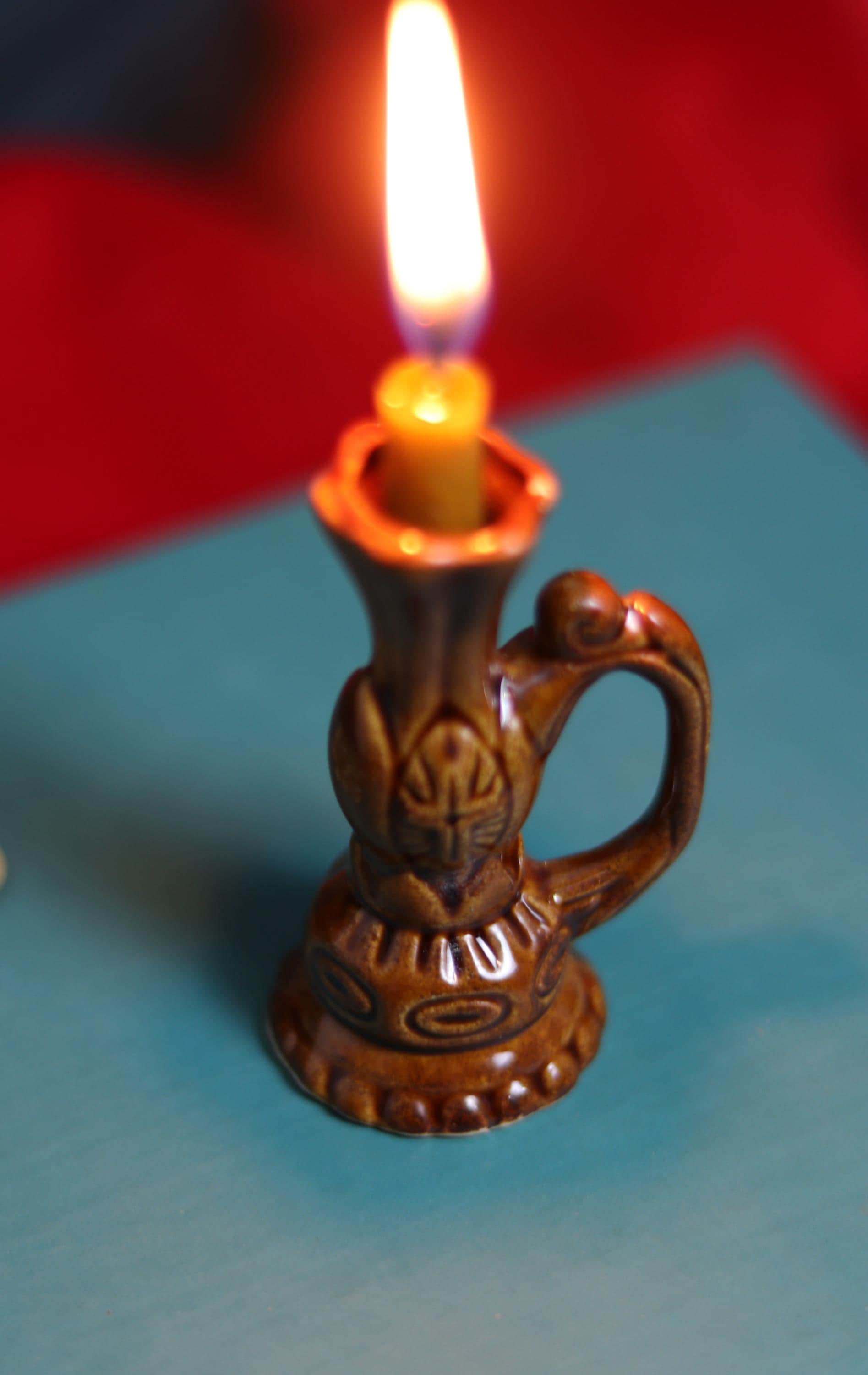 Vintage Ceramic Candle Holder with Handle – 7 cm, Orthodox candlestick, Ceramic candlestick, Orthodox icon, Small candlestick