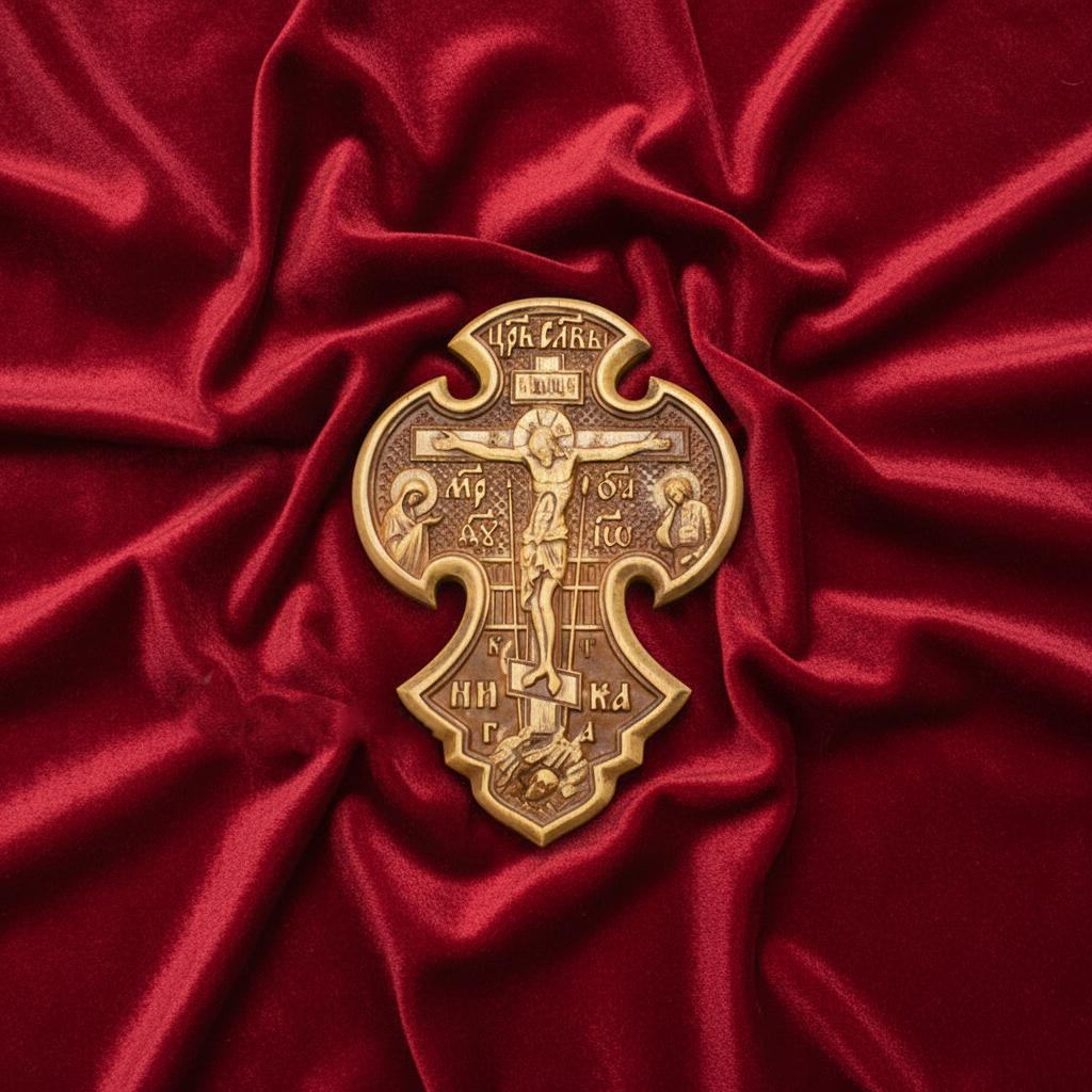 Hand Carved Orthodox Wooden Crucifix 7.5x5.1 in