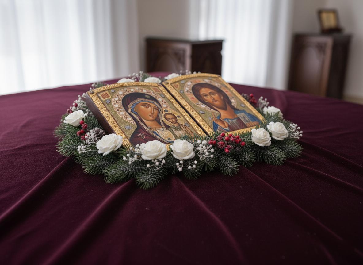 Orthodox Wedding Icon Set (different sizes): Mother of God & Christ Icons.