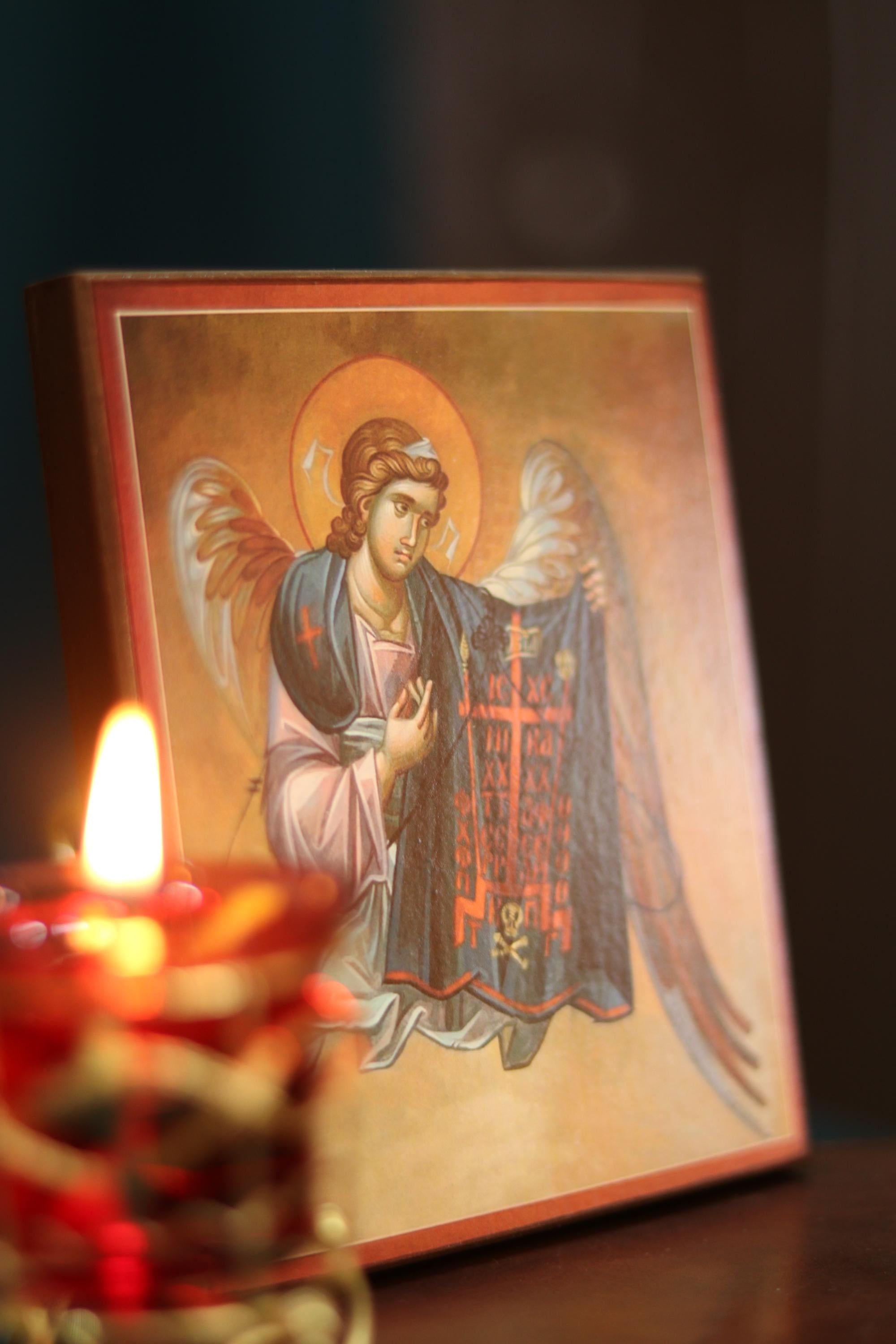 Wooden Orthodox Icon 6.3in, Guardian Angel, Christian