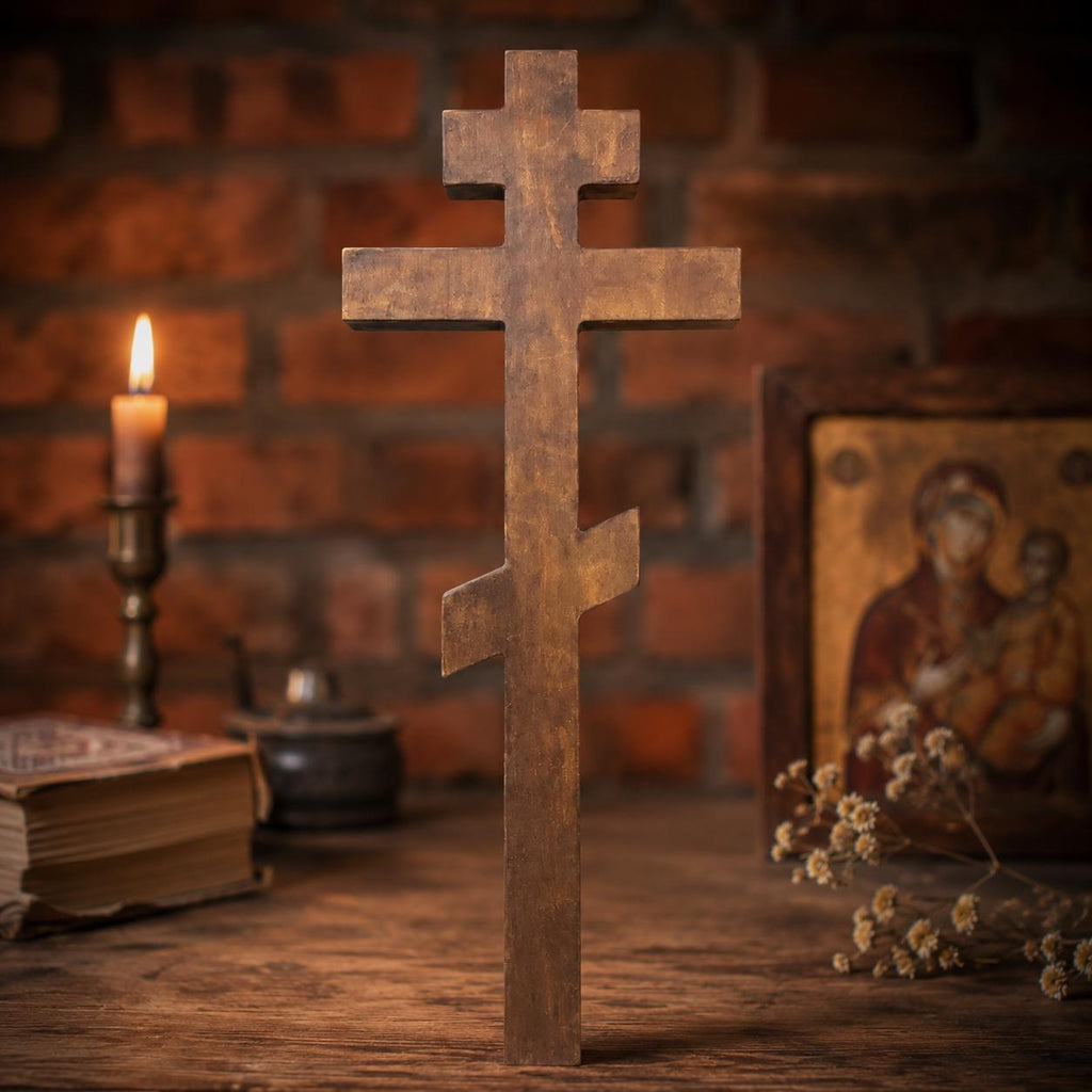 Orthodox Wooden Crucifix 11.8in Wall Cross Beech Wood Christian Wall Decor Gift
