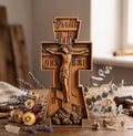 Wooden Orthodox Cross 8in 12in 16in 20in, Carved Wood Crucifix, Jesus Christ Cross, Christian Cross, Church Cross, Wall Cross