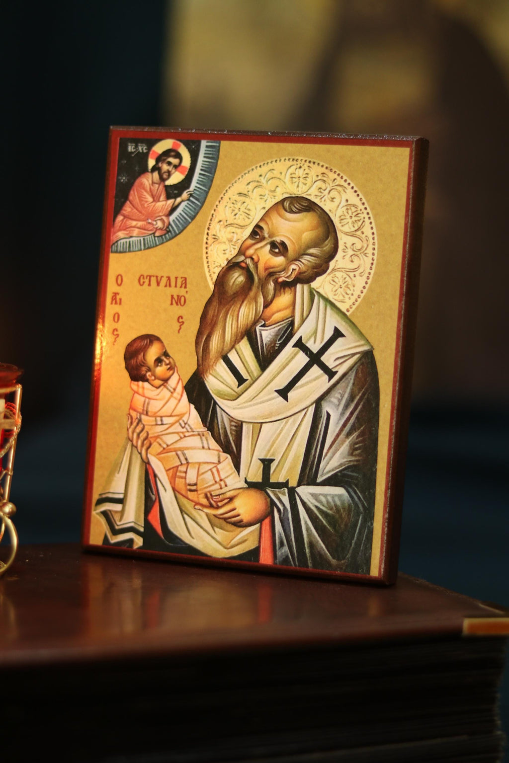 Wooden Orthodox Icon 6.3x4.7 in. Saint Stylianos of Paphlagonia
