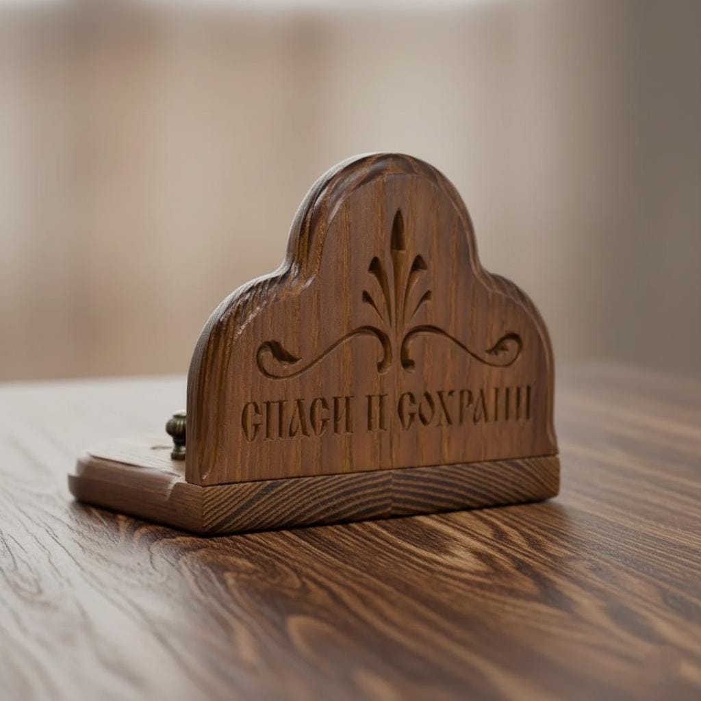 Wooden Icon Stand Ash Wood 6.7x5.9in, Orthodox Icon Holder, Hand Carved Icon Stand