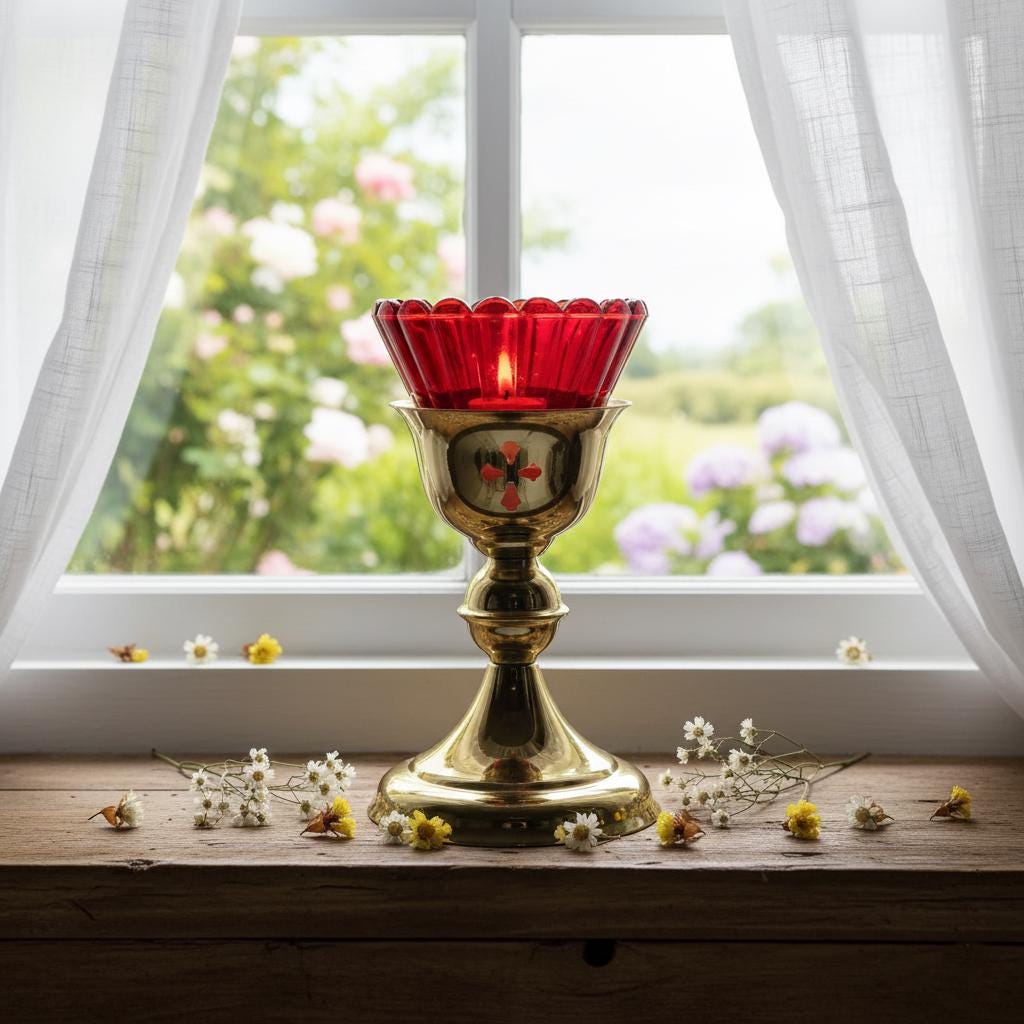 Metal Table Icon Lamp 4.13×5.51 in, Orthodox Lamp, Oil Lamp, Icon Lamp, Prayer Light, Church Decor