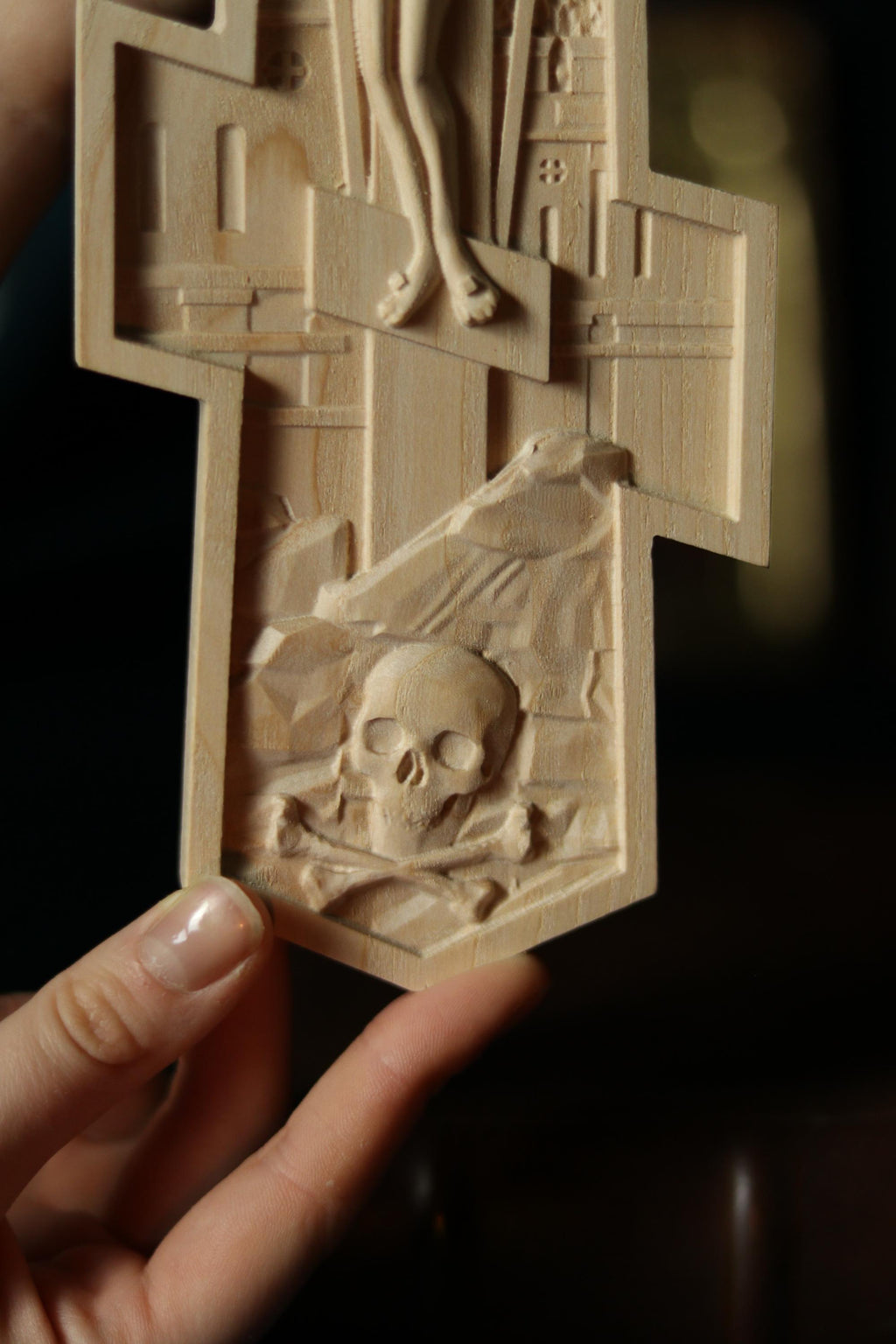 12in Beech Wood Orthodox Cross, Church Cross, Wooden Crucifix.
