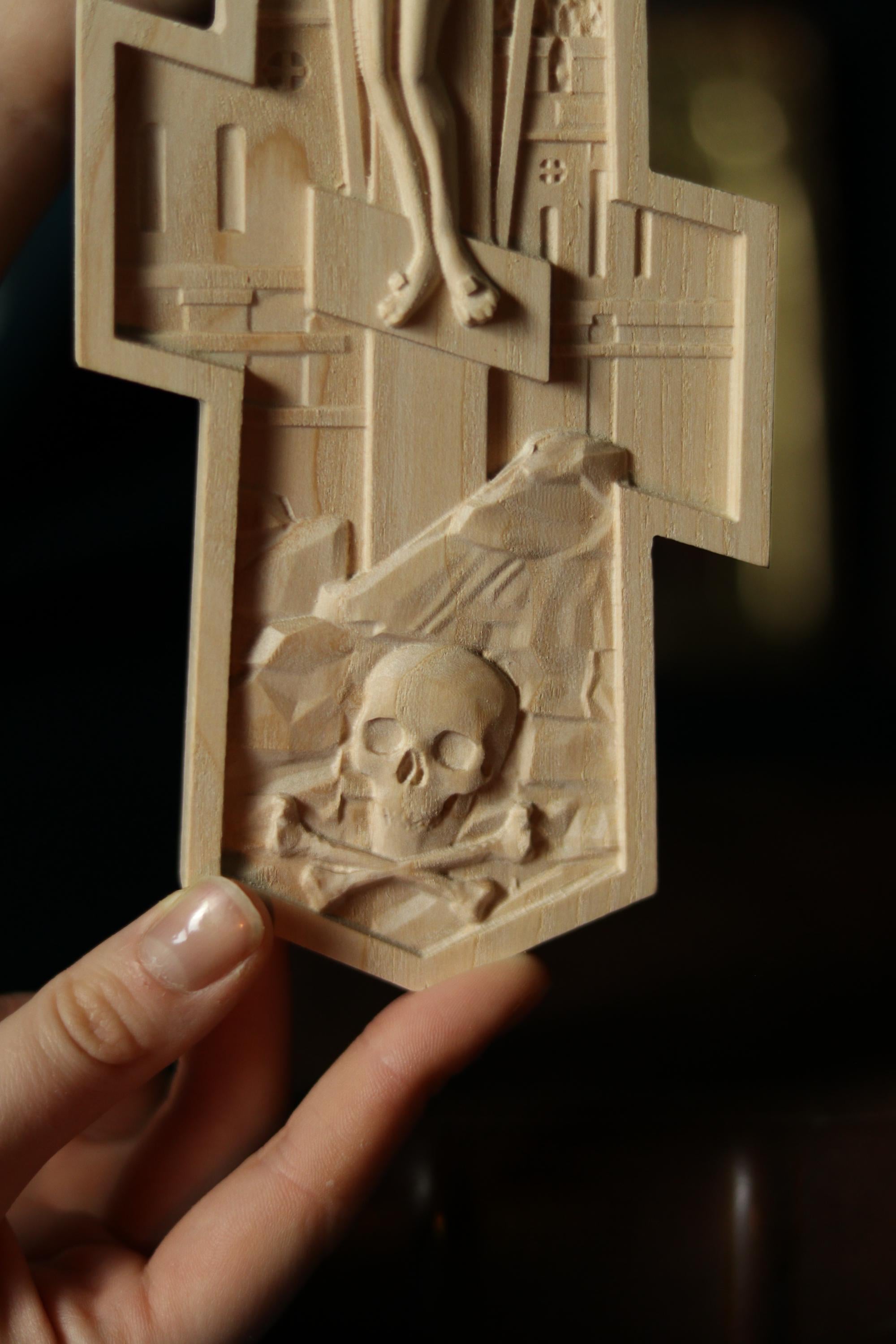 12in Beech Wood Orthodox Cross, Church Cross, Wooden Crucifix.