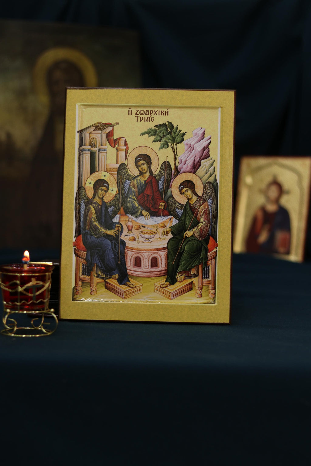 Holy Trinity Orthodox Wooden Icon Christian Wall Art Prayer Icon