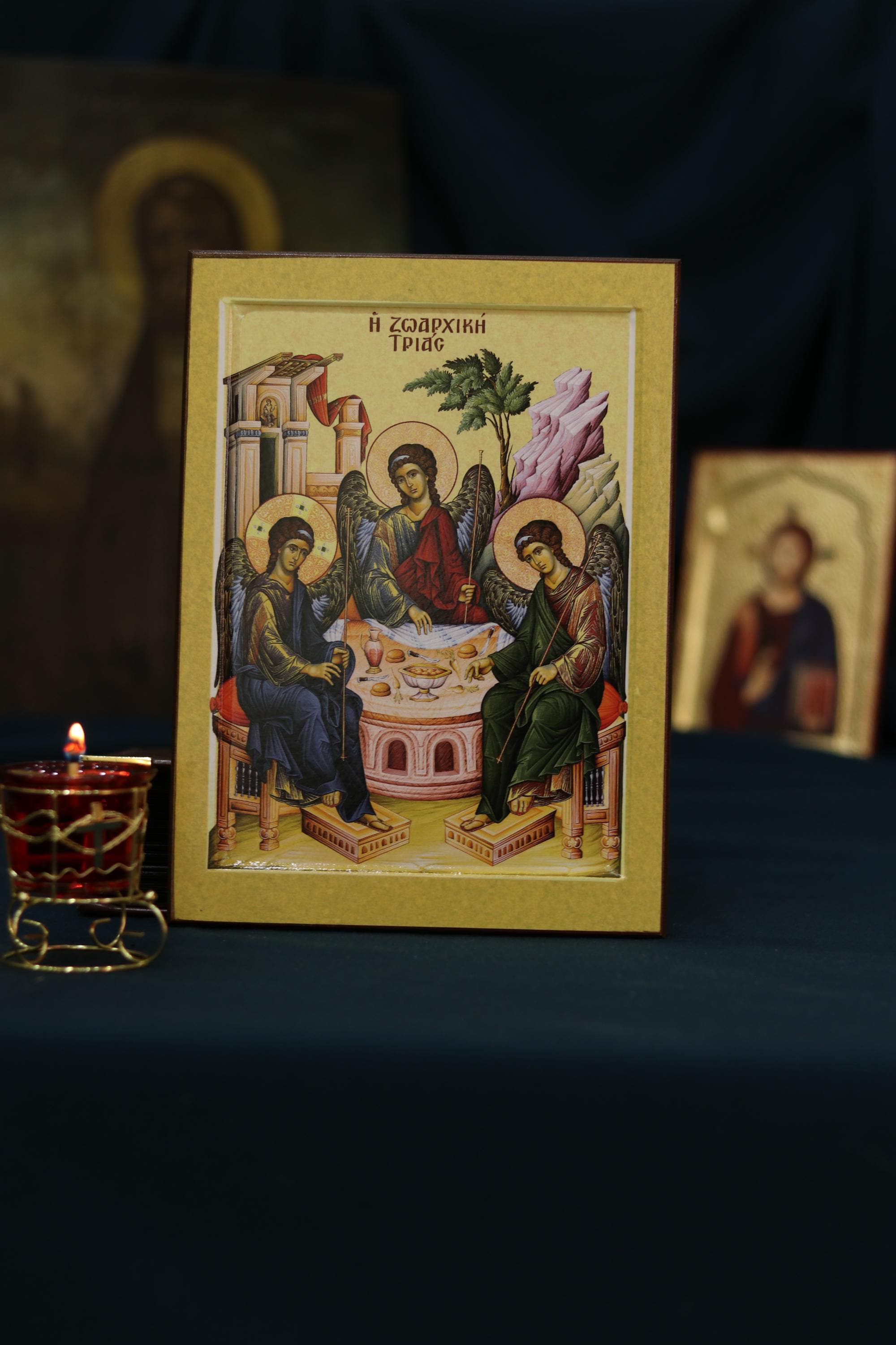 Holy Trinity Orthodox Wooden Icon Christian Wall Art Prayer Icon