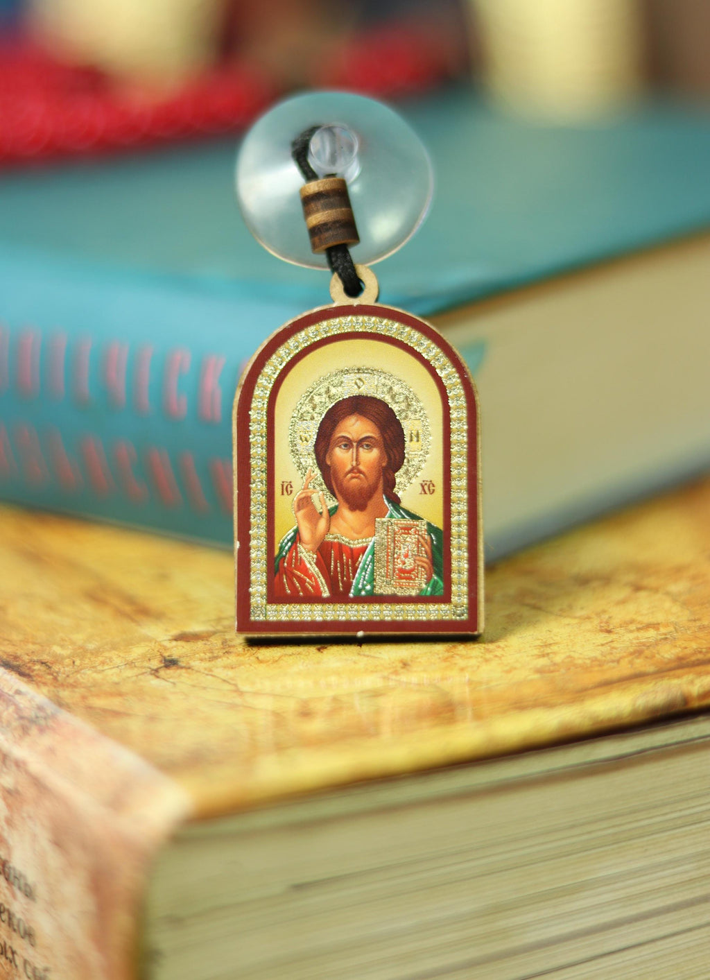 Double-sided Wooden Icon 1.2x1.8 in, Jesus Christ & Virgin Mary, Car Pendant, Orthodox Icon, Religious Gift, Holy Car Charm, Faith Decor