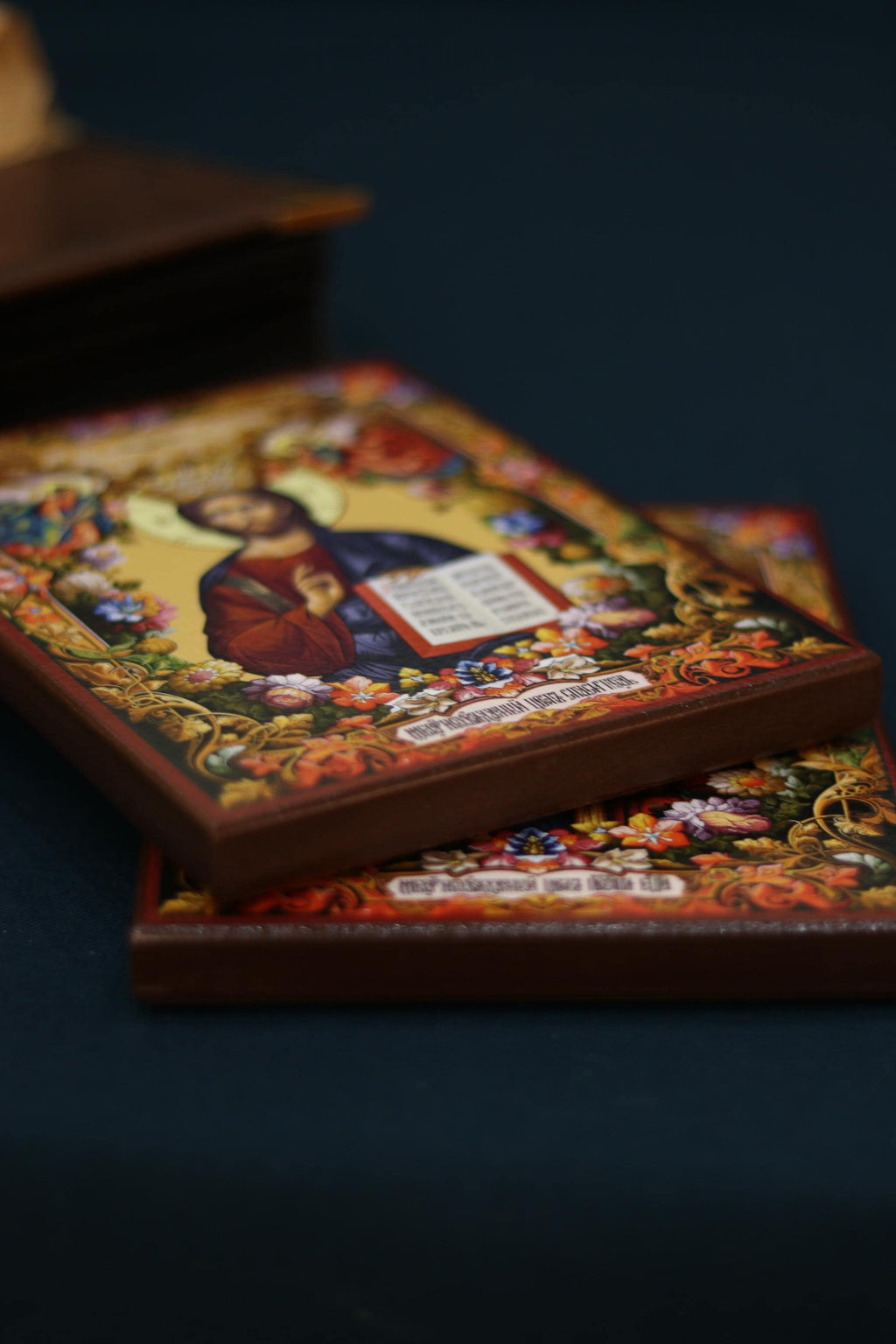 Unfading Flower Icon Set Mother of God Jesus Wooden Orthodox 6.3x4.7in