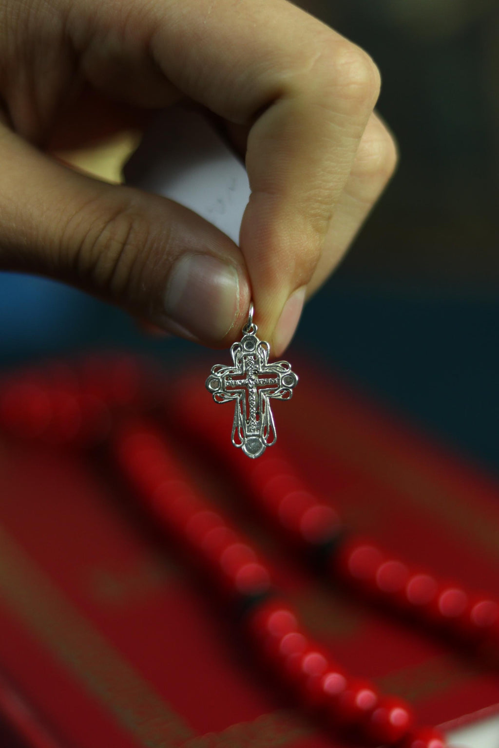 Sterling Silver Orthodox Cross Pendant – 1.63 g, Oxidized Finish, Detailed Crucifix Design