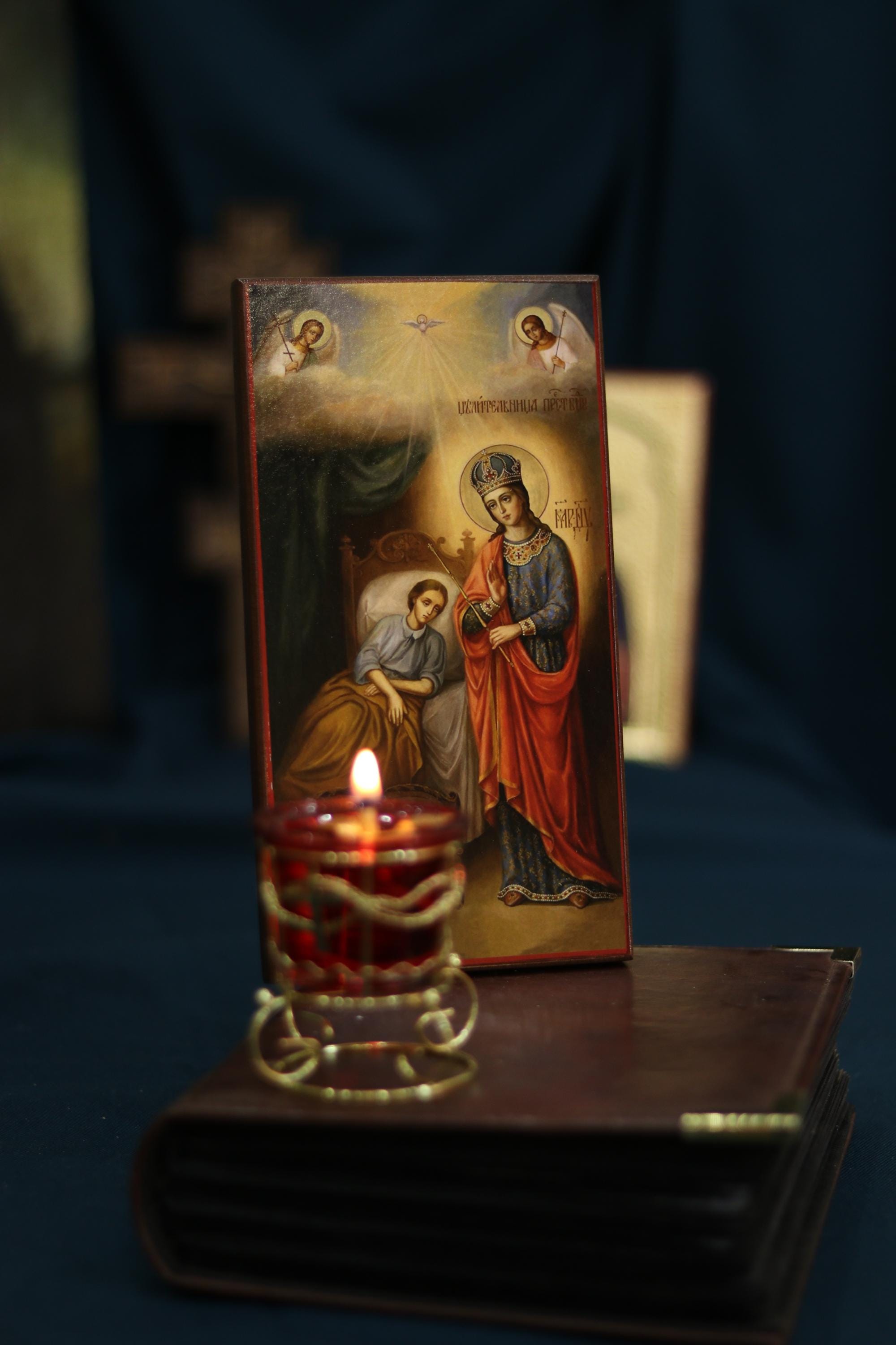 Healing Mother of God Icon Wooden Orthodox 6.3x3.3in