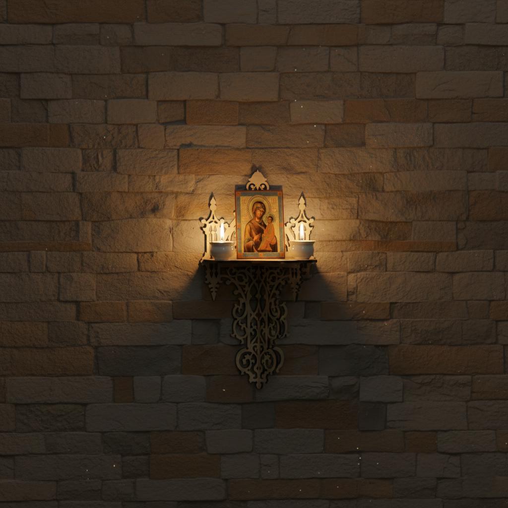 10.6x16.9 In Wooden Icon Shelf, Orthodox Iconostasis, Prayer Corner Shelf, Christian Home Decor, Church Wall Shelf