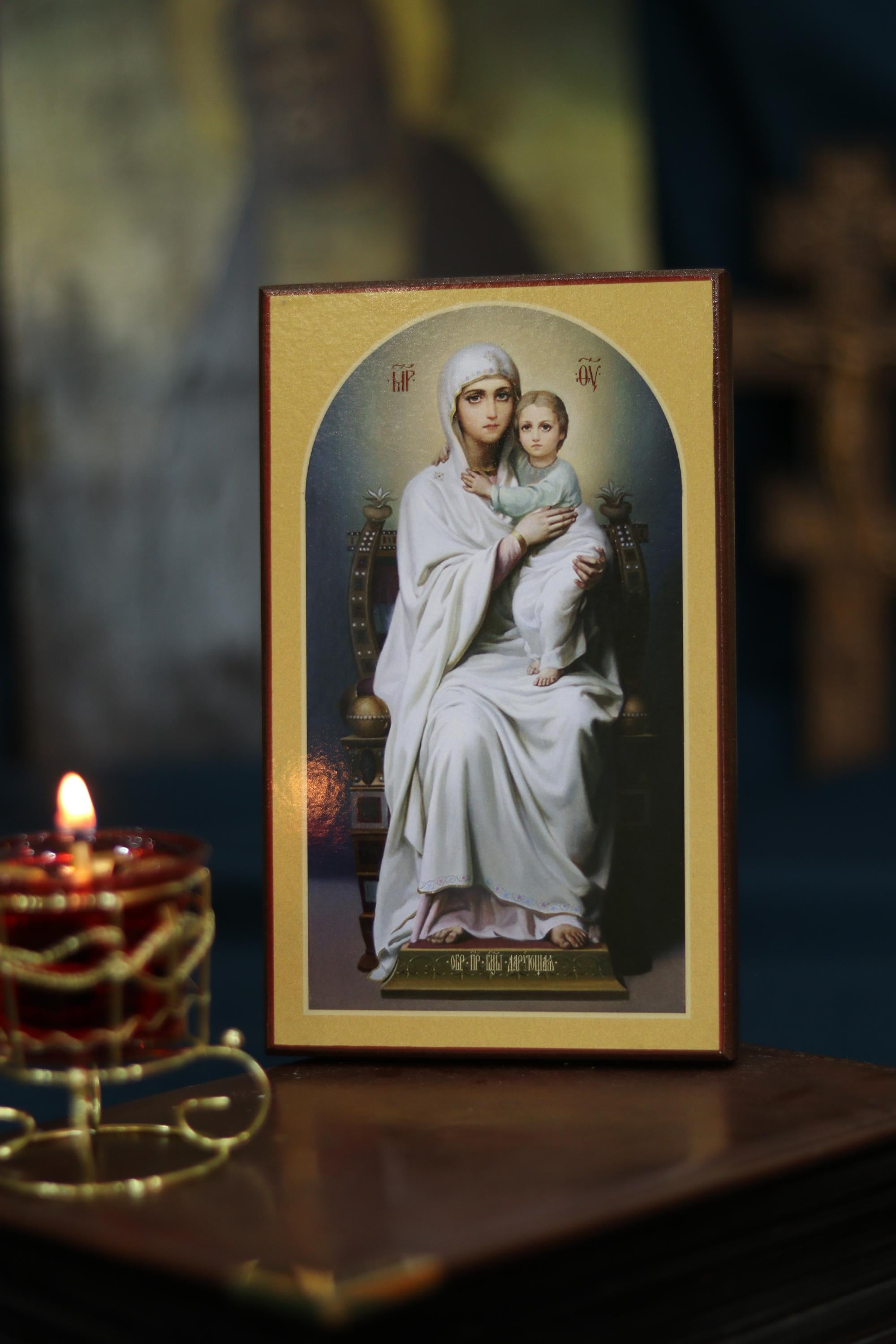 Bestowing Mother of God Icon Orthodox Wooden Icon Christian Icon Wall Art