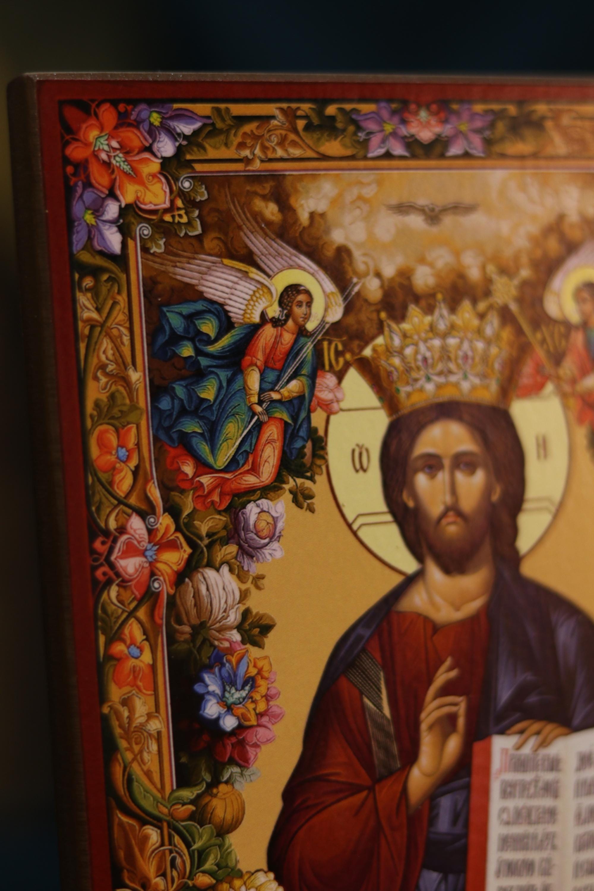 Unfading Flower Icon Set Mother of God Jesus Wooden Orthodox 6.3x4.7in