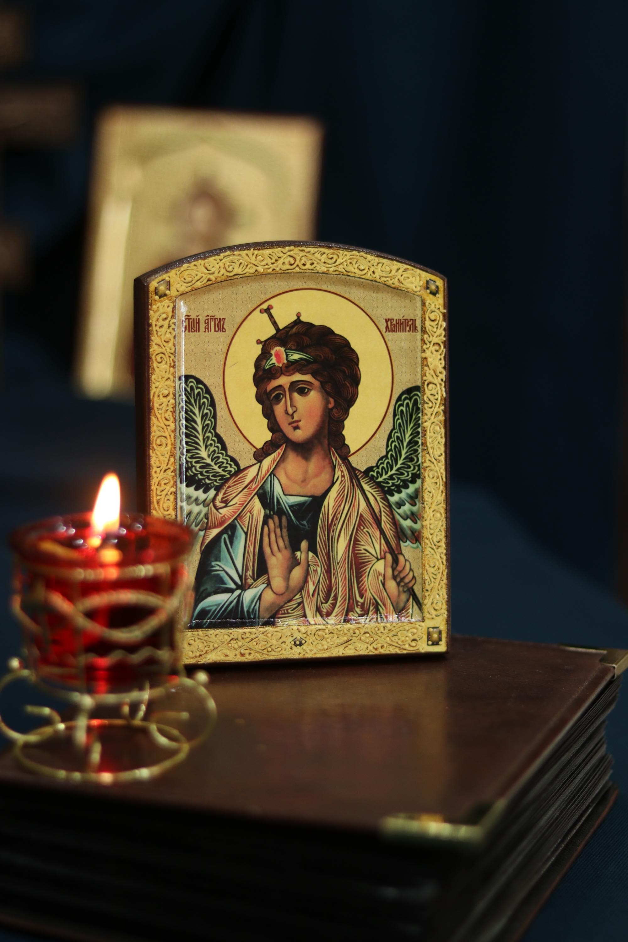Guardian Angel Icon 6.3in, Orthodox Wooden Icon, Christian Gift Decor