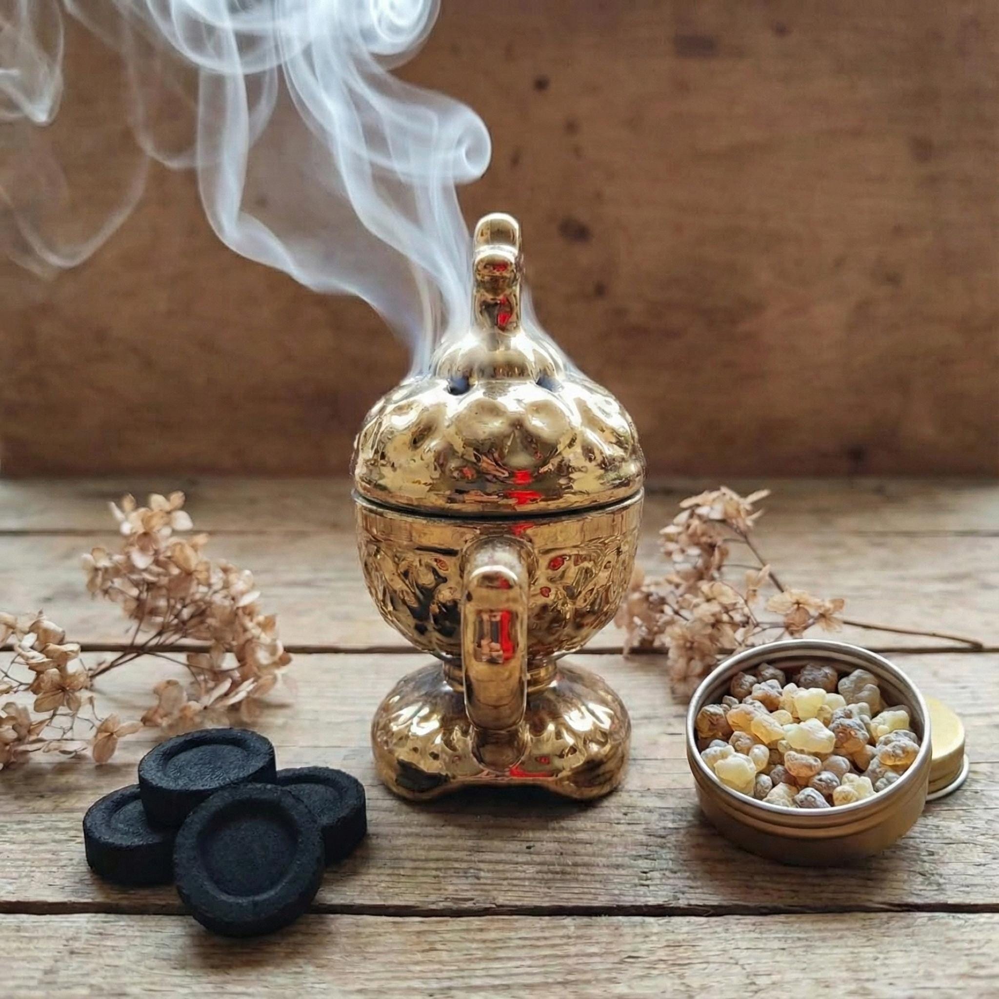 Ceramic Incense Set 5.3 in, Orthodox Censer, Greek Incense & Charcoal, Christian Gift Set, Home Prayer Decor