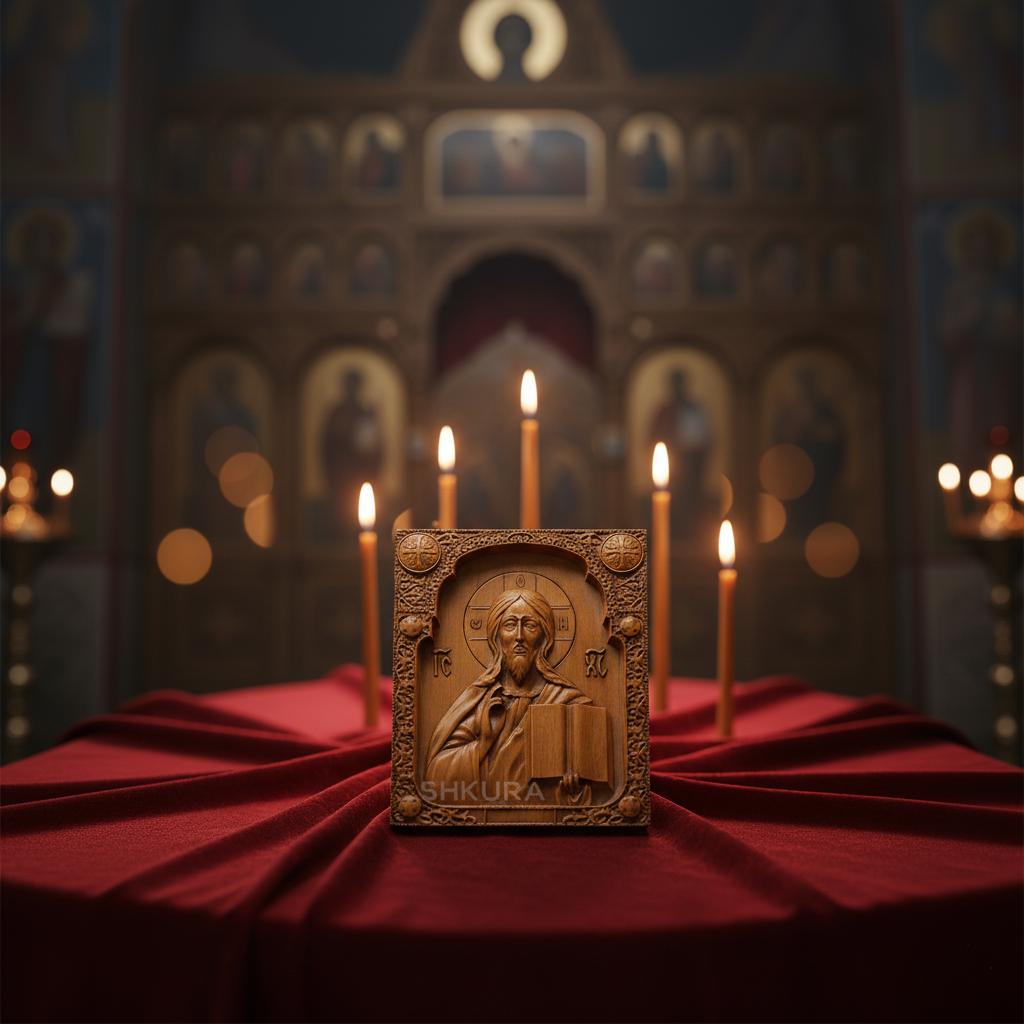 Wooden Icon 14x12 cm, Beech Orthodox Icon, Jesus Christ Icon, Religious Decor, Christian Gift, Hanging Icon, Travel Icon