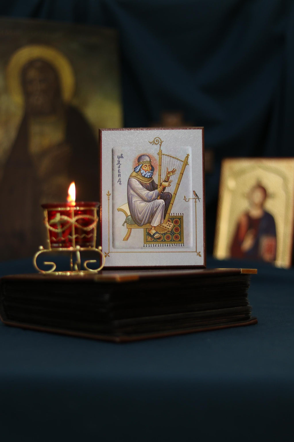 Saint David Icon on Wood Orthodox Icon 6.3in Christian Religious Decor