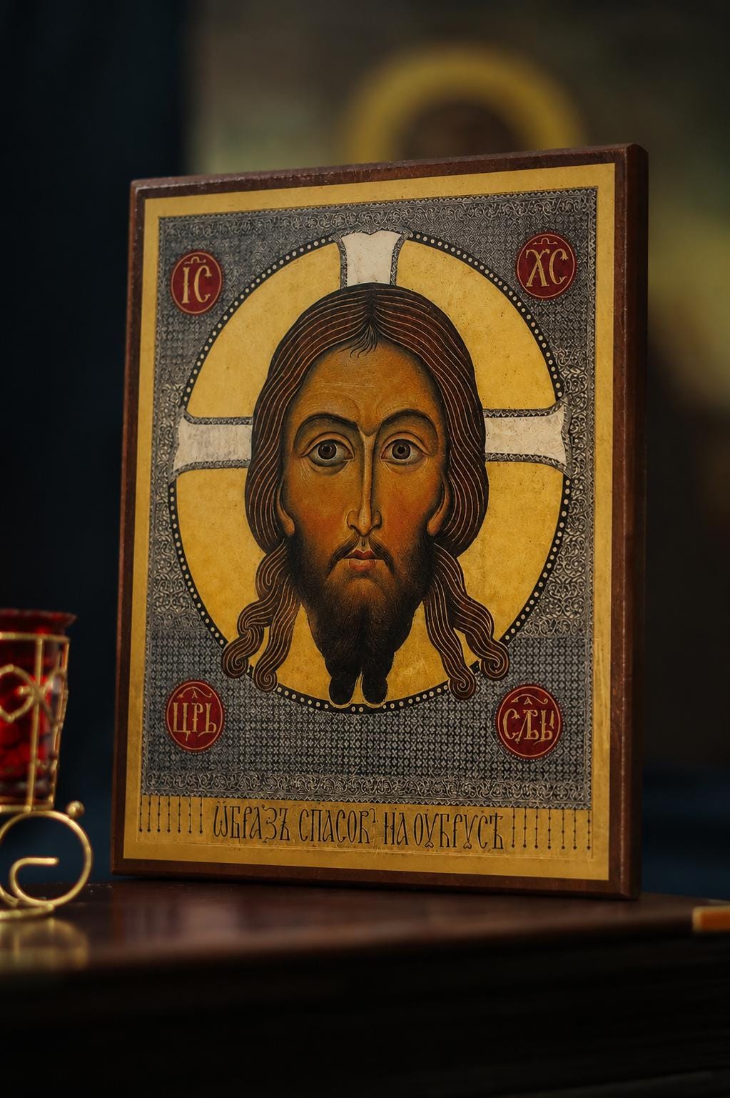 Holy Face of Jesus Christ Orthodox Wooden Icon Mandylion Christian Prayer