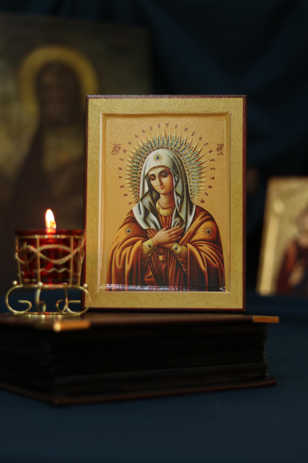 Tenderness Mother of God Icon Wooden Orthodox 6.3x4.7in